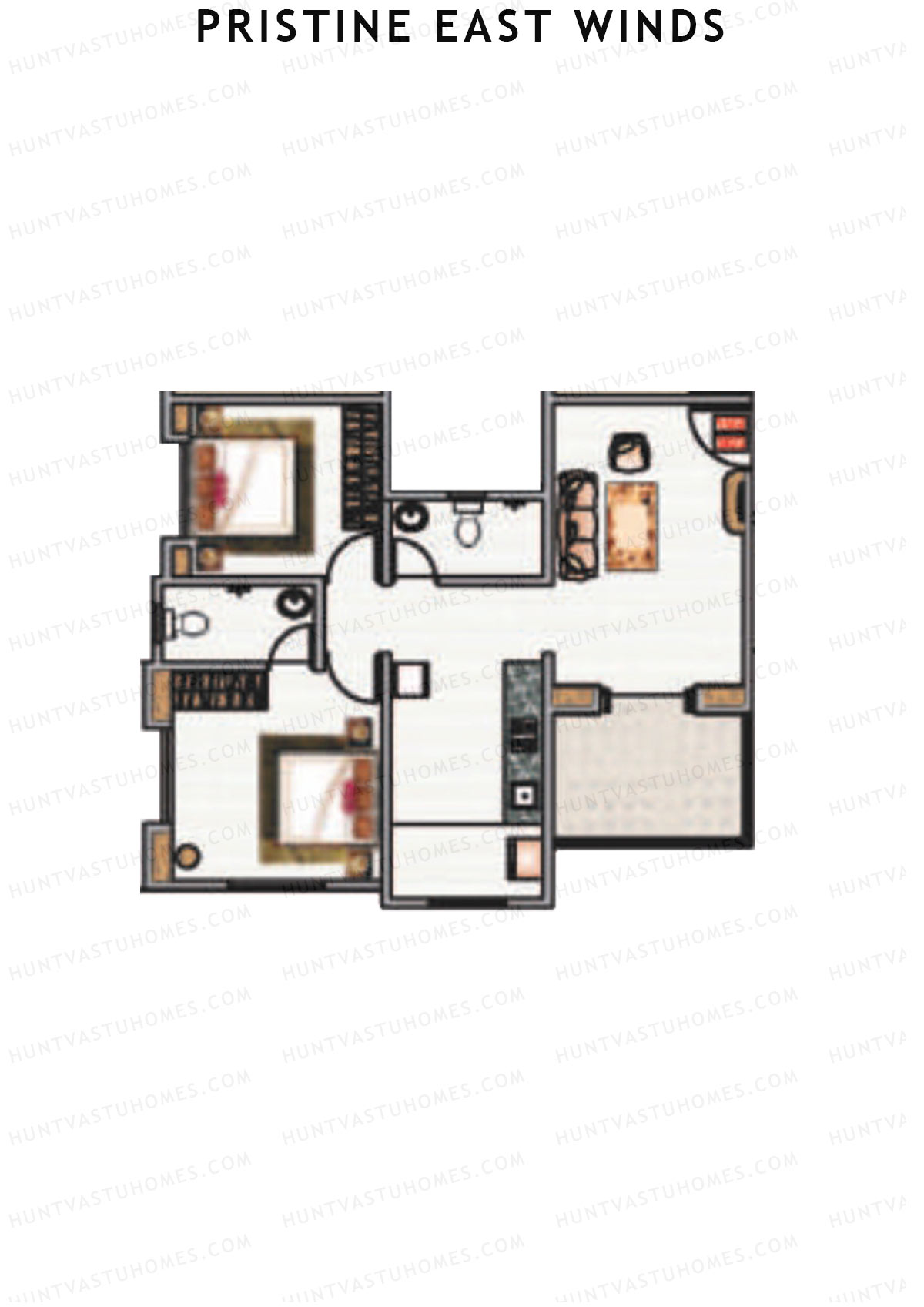 Pristine East Winds Wing B Unit 2 Floor Plan