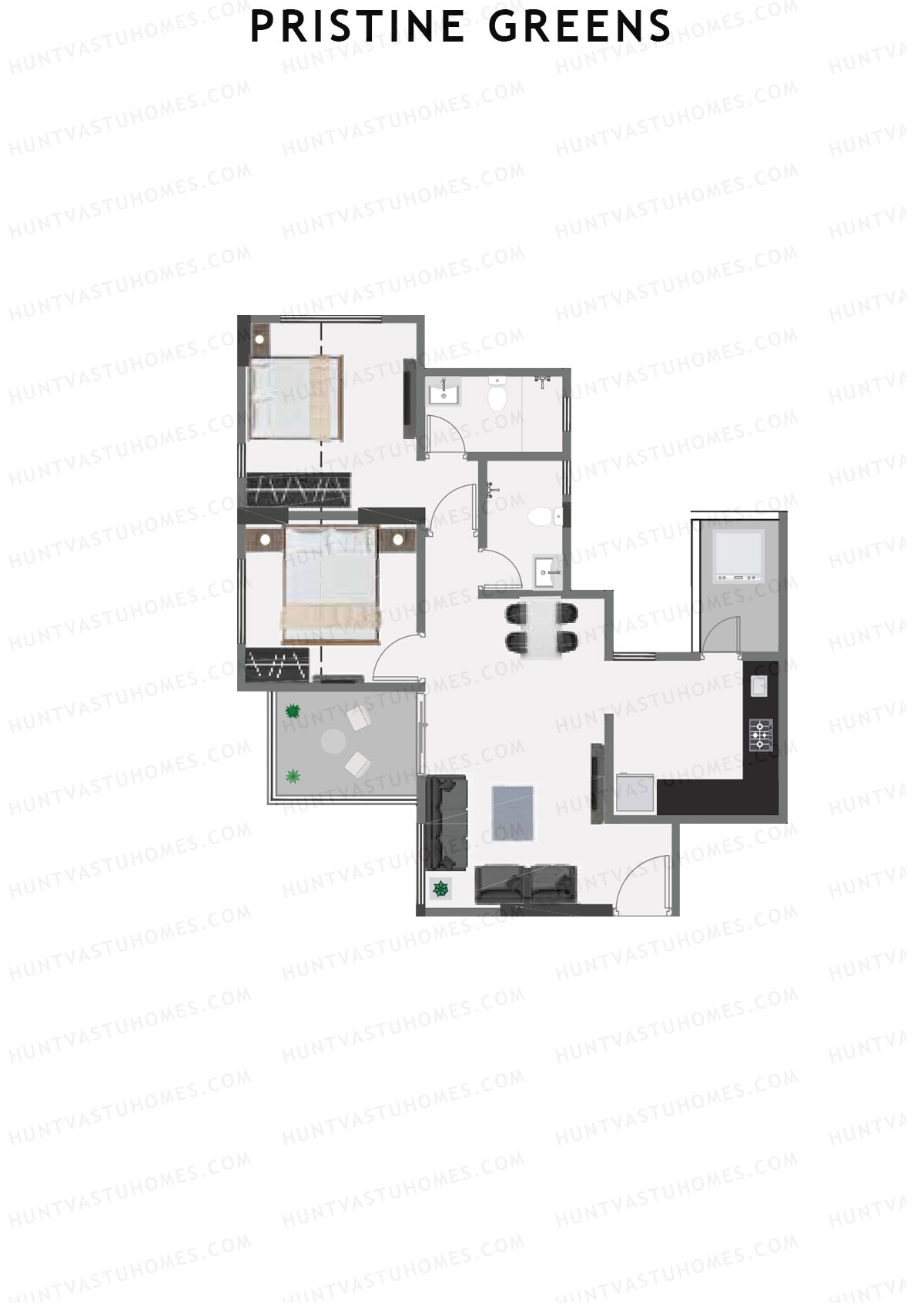 Pristine Greens Wing H Unit 1 Floor Plan