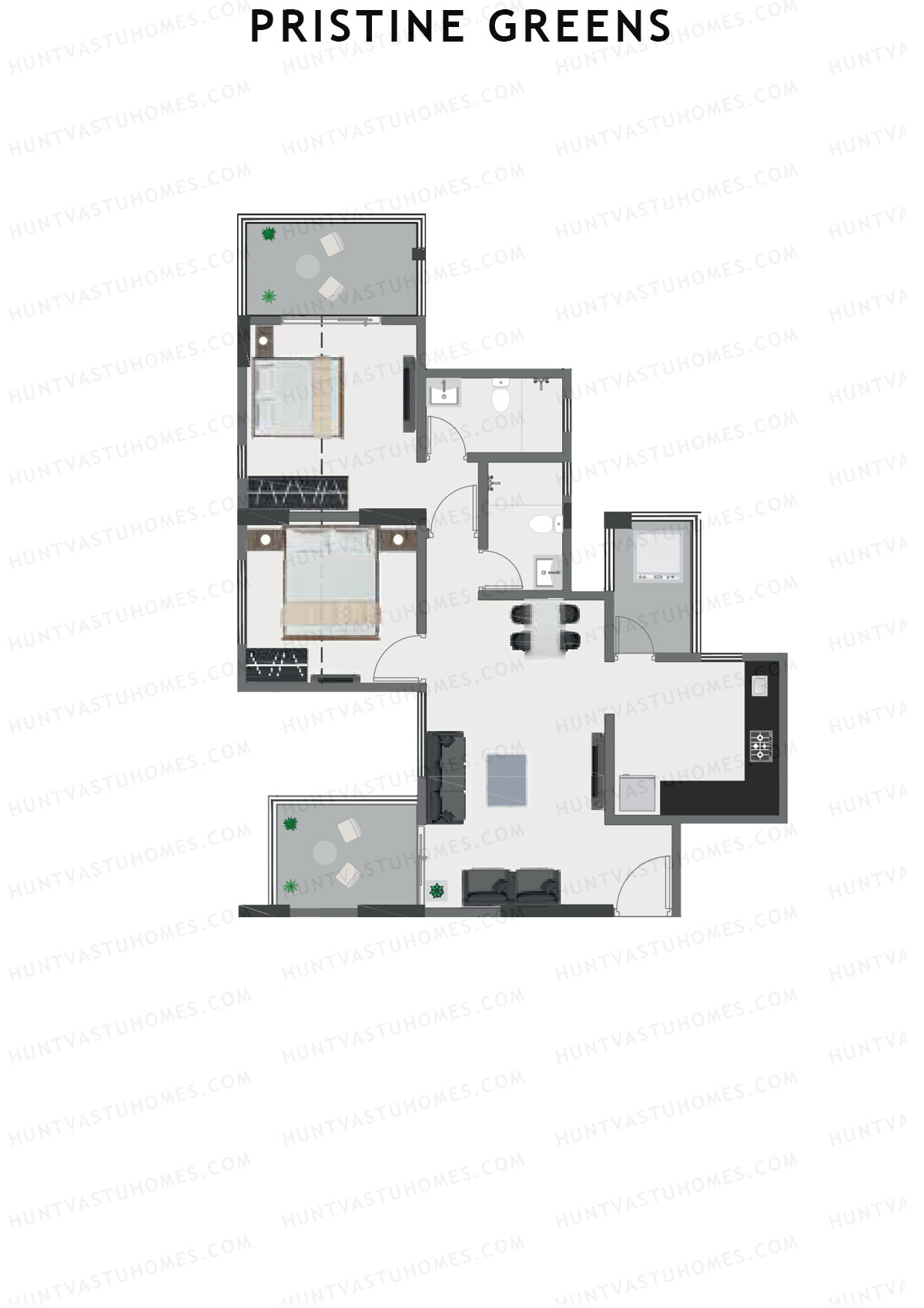 Pristine Greens Wing H Unit 1 Floor Plan