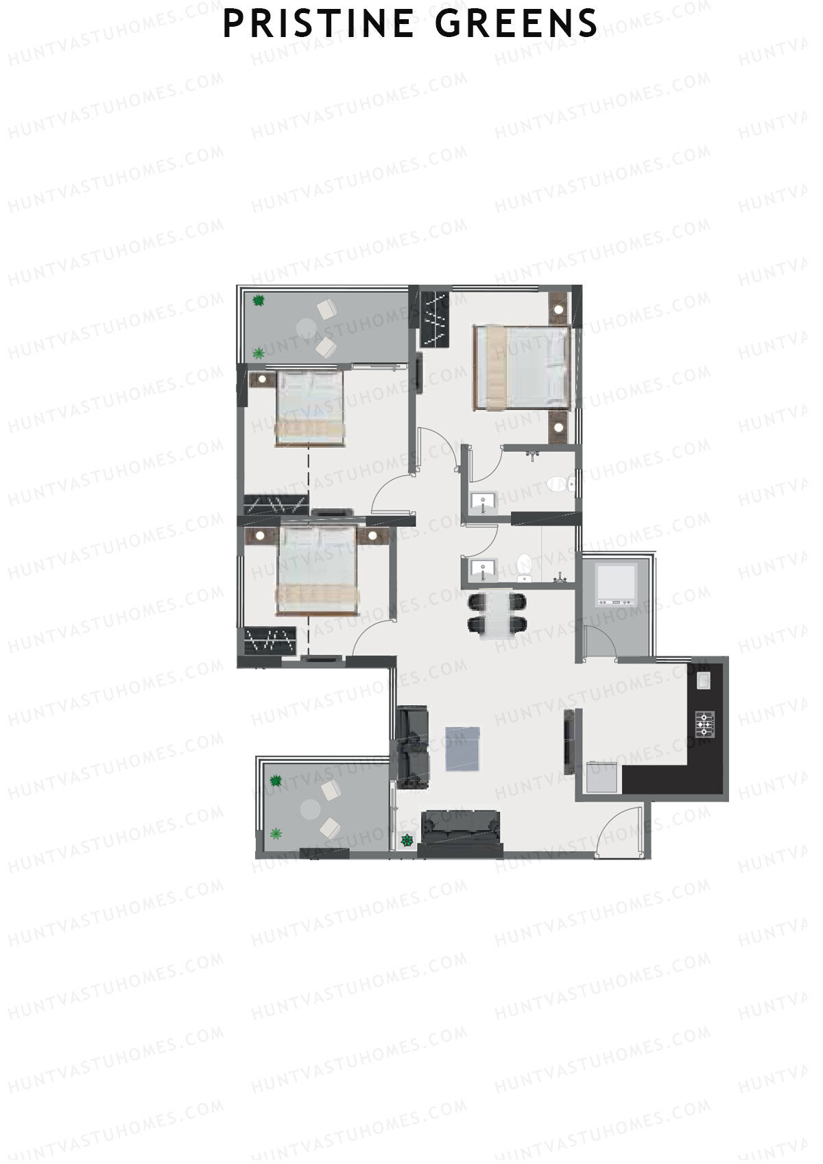 Pristine Greens Wing H Unit 2 Floor Plan