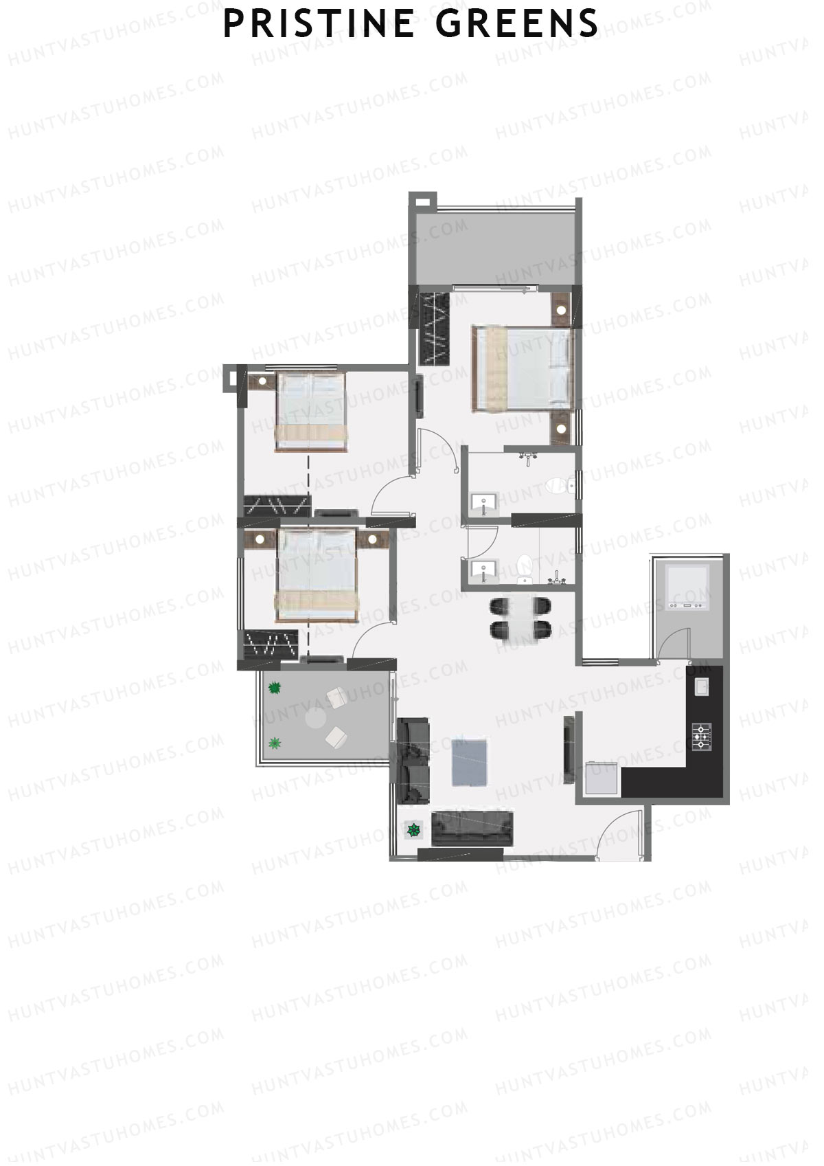 Pristine Greens Wing H Unit 2 Floor Plan