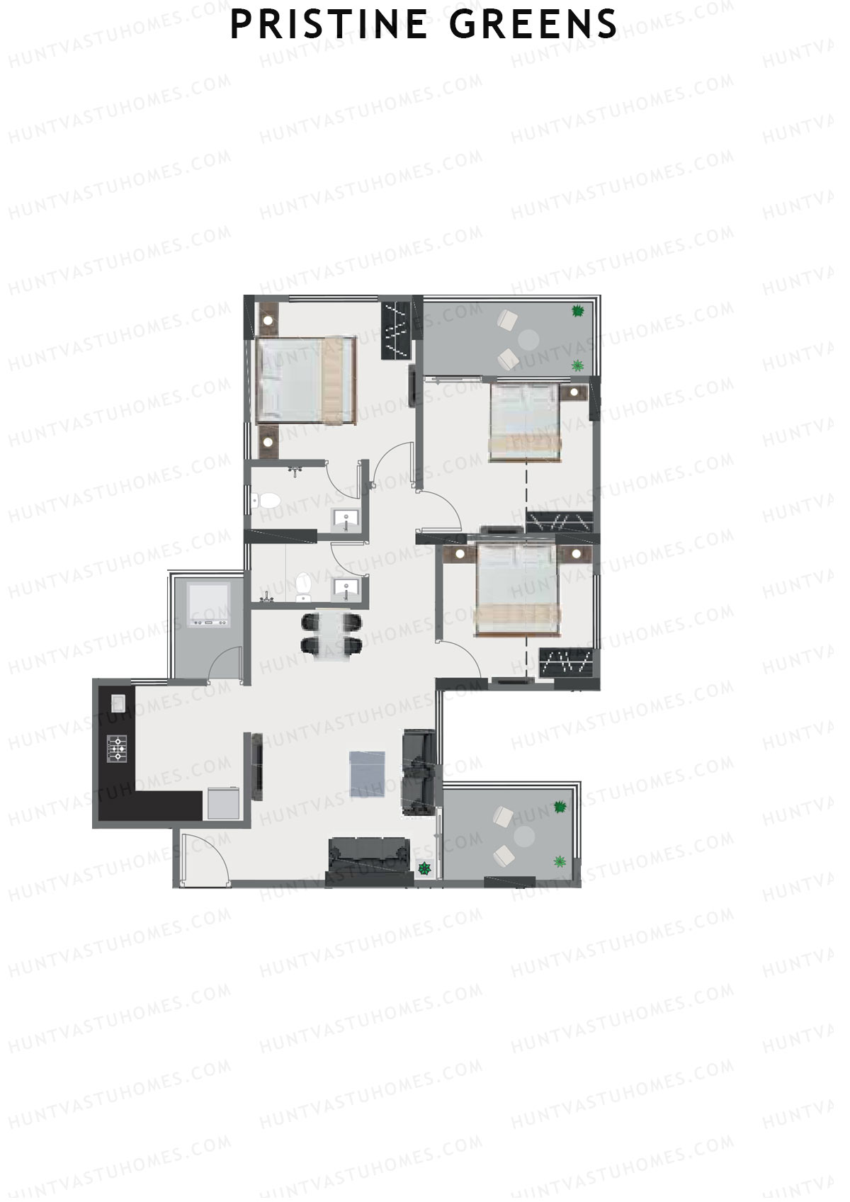 Pristine Greens Wing H Unit 3 Floor Plan