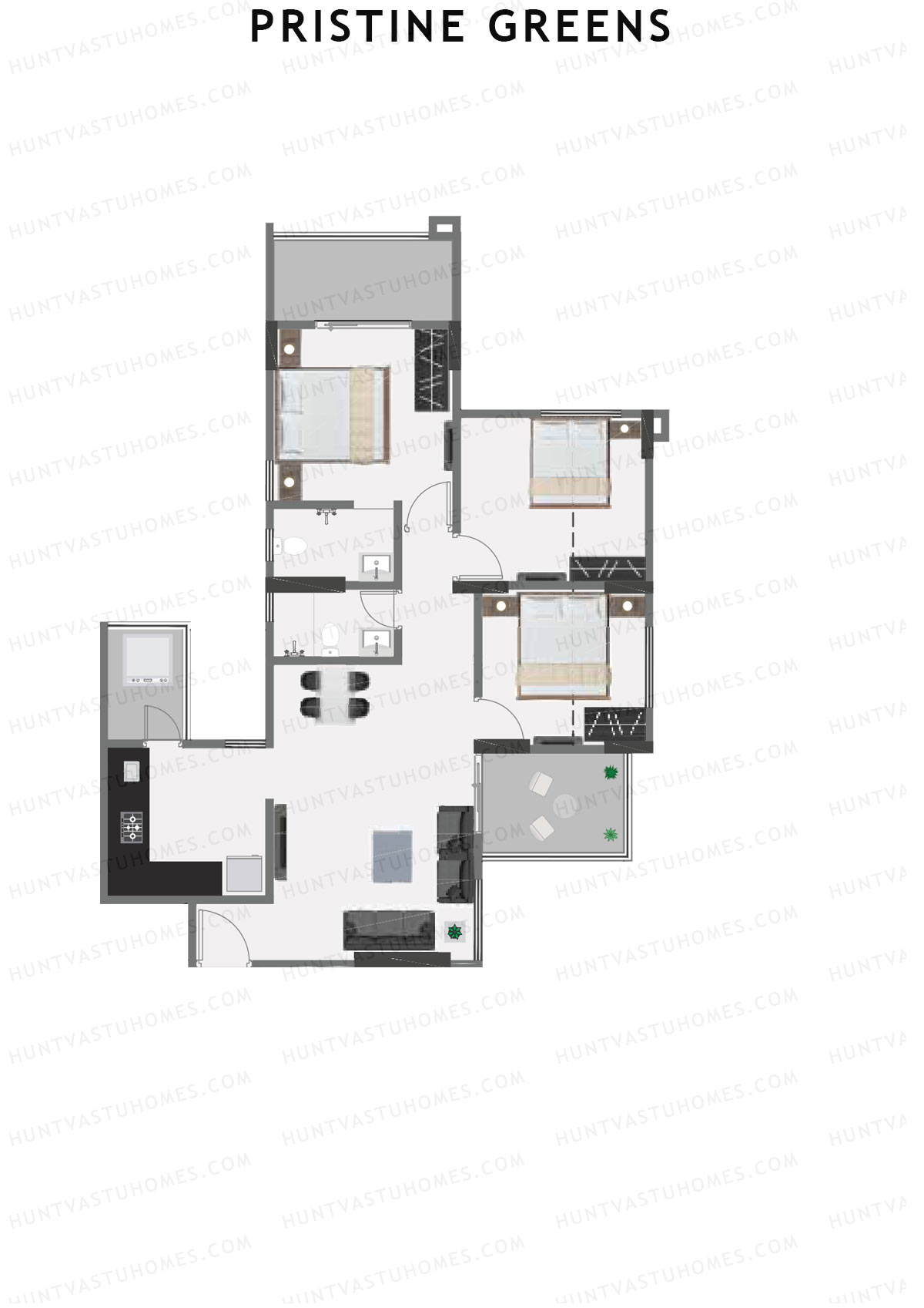 Pristine Greens Wing H Unit 3 Floor Plan
