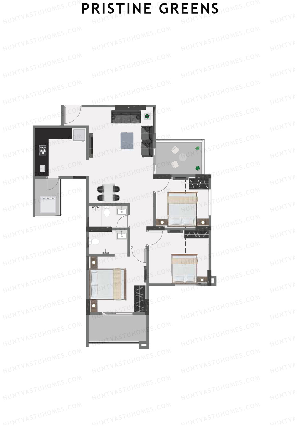 Pristine Greens Wing H Unit 5 Floor Plan