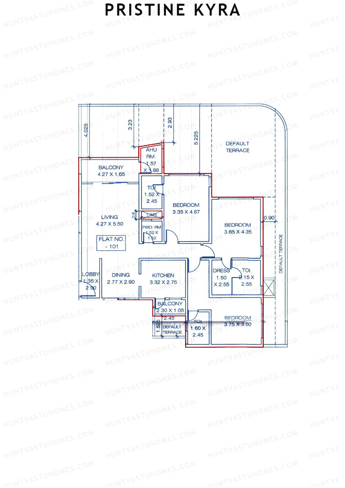 Pristine Kyra, Tower A, Unit 1, 3BHK, Carpet Area 2539   sq ft 