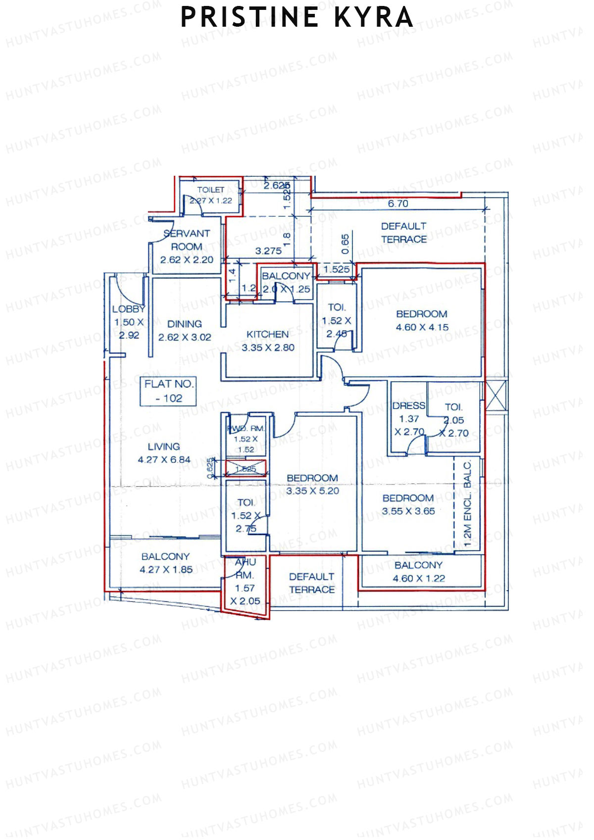 Pristine Kyra, Tower A, Unit 2, 3BHK, Carpet Area 2401   sq ft 