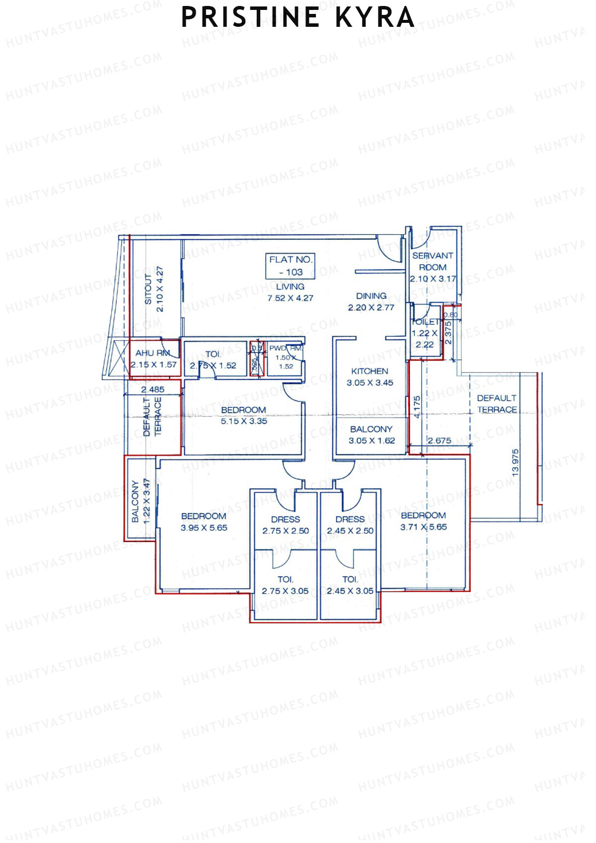 Pristine Kyra, Tower A, Unit 3, 3BHK, Carpet Area 2778   sq ft 
