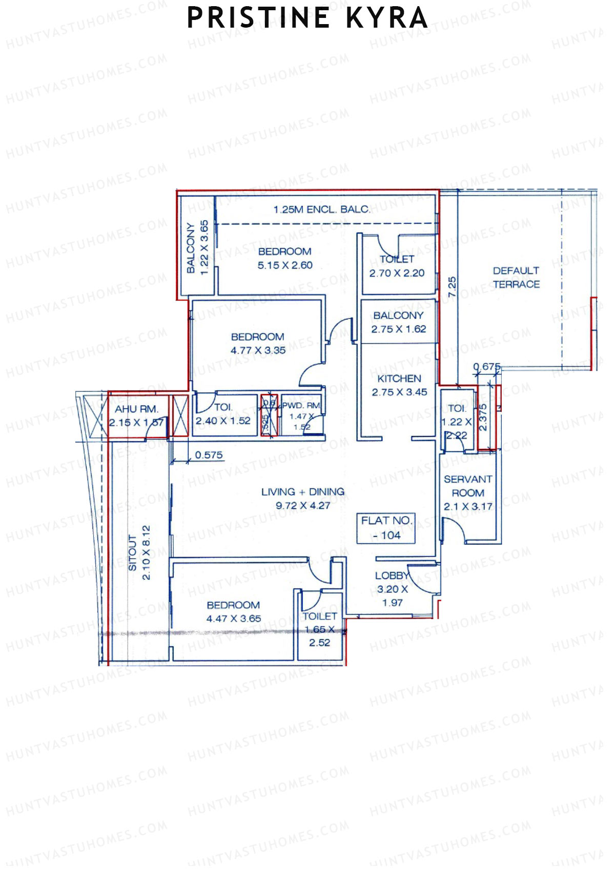 Pristine Kyra, Tower A, Unit 4, 3BHK, Carpet Area 2515   sq ft 
