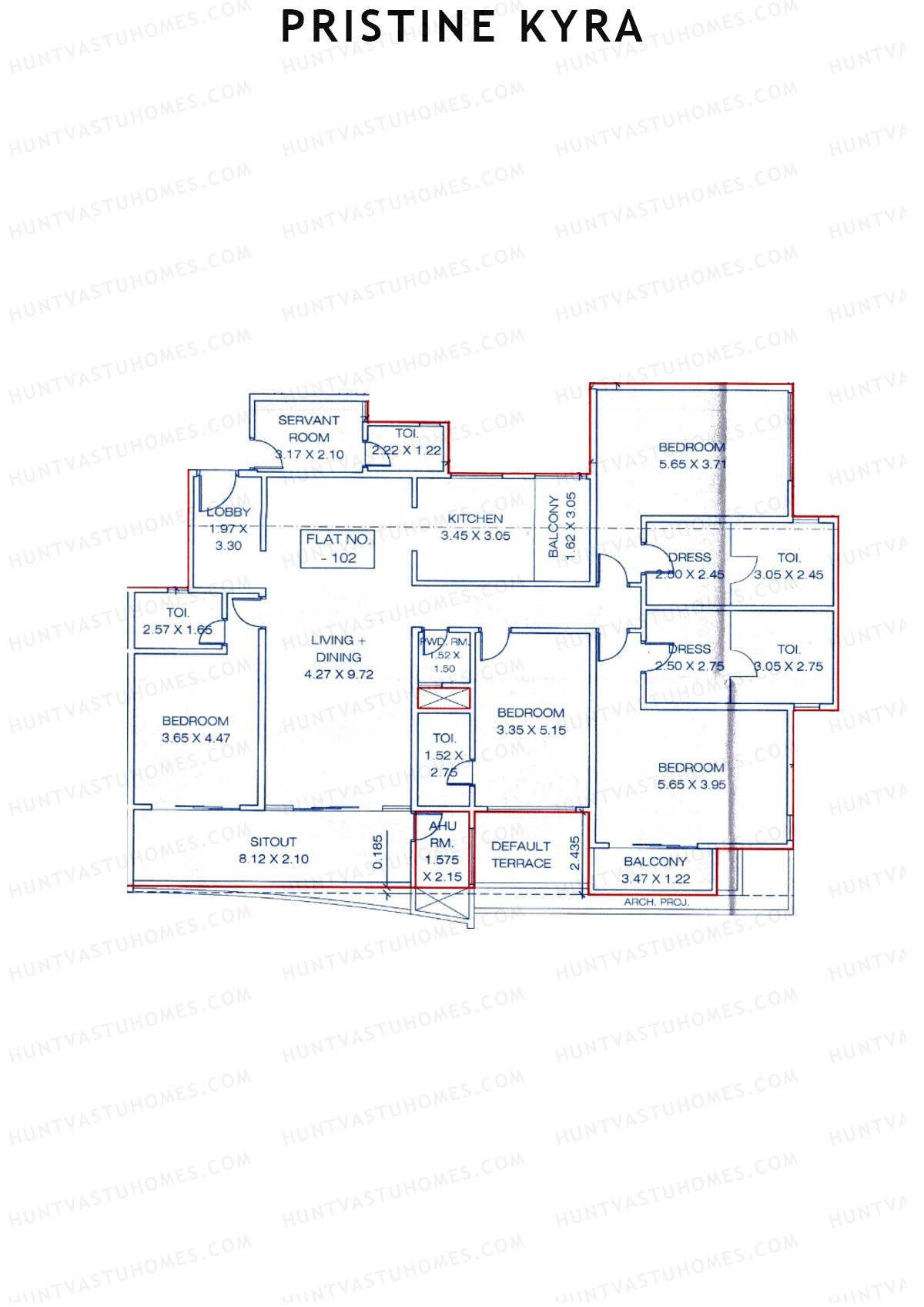 Pristine Kyra, Tower B, Unit 2, 4BHK, Carpet Area 3232   sq ft 
