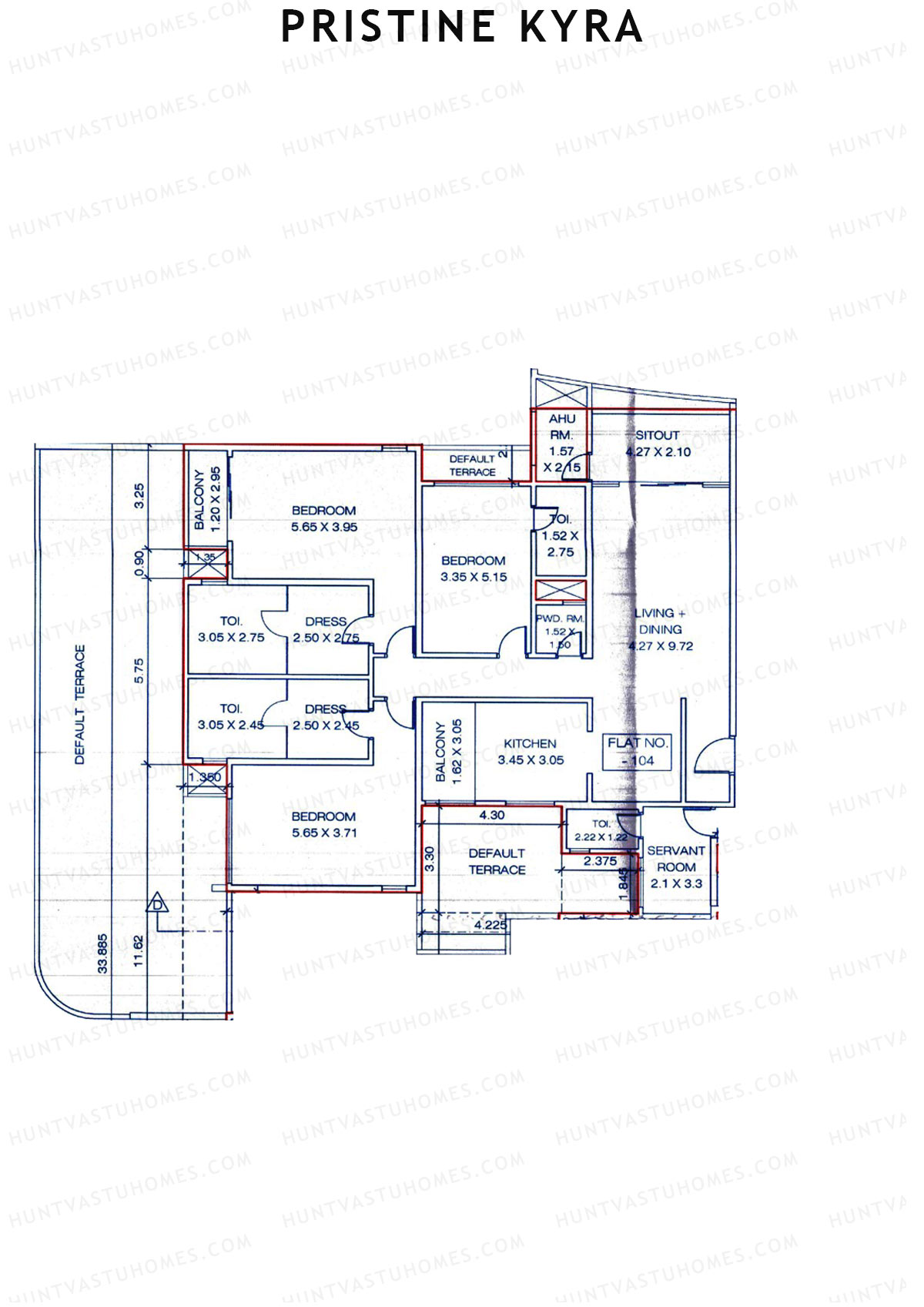 Pristine Kyra, Tower D, Unit 4, 3BHK, Carpet Area 3395   sq ft 