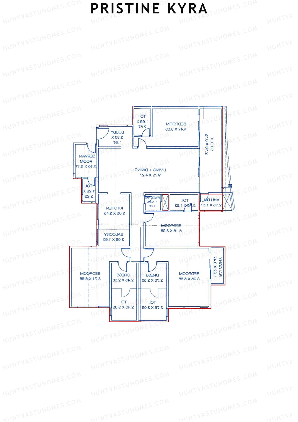 Pristine Kyra, Tower E, Unit 2, 4BHK, Carpet Area 2644   sq ft 