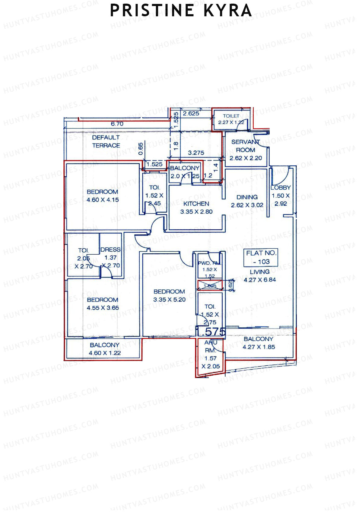 Pristine Kyra, Tower E, Unit 3, 3BHK, Carpet Area 2182   sq ft 