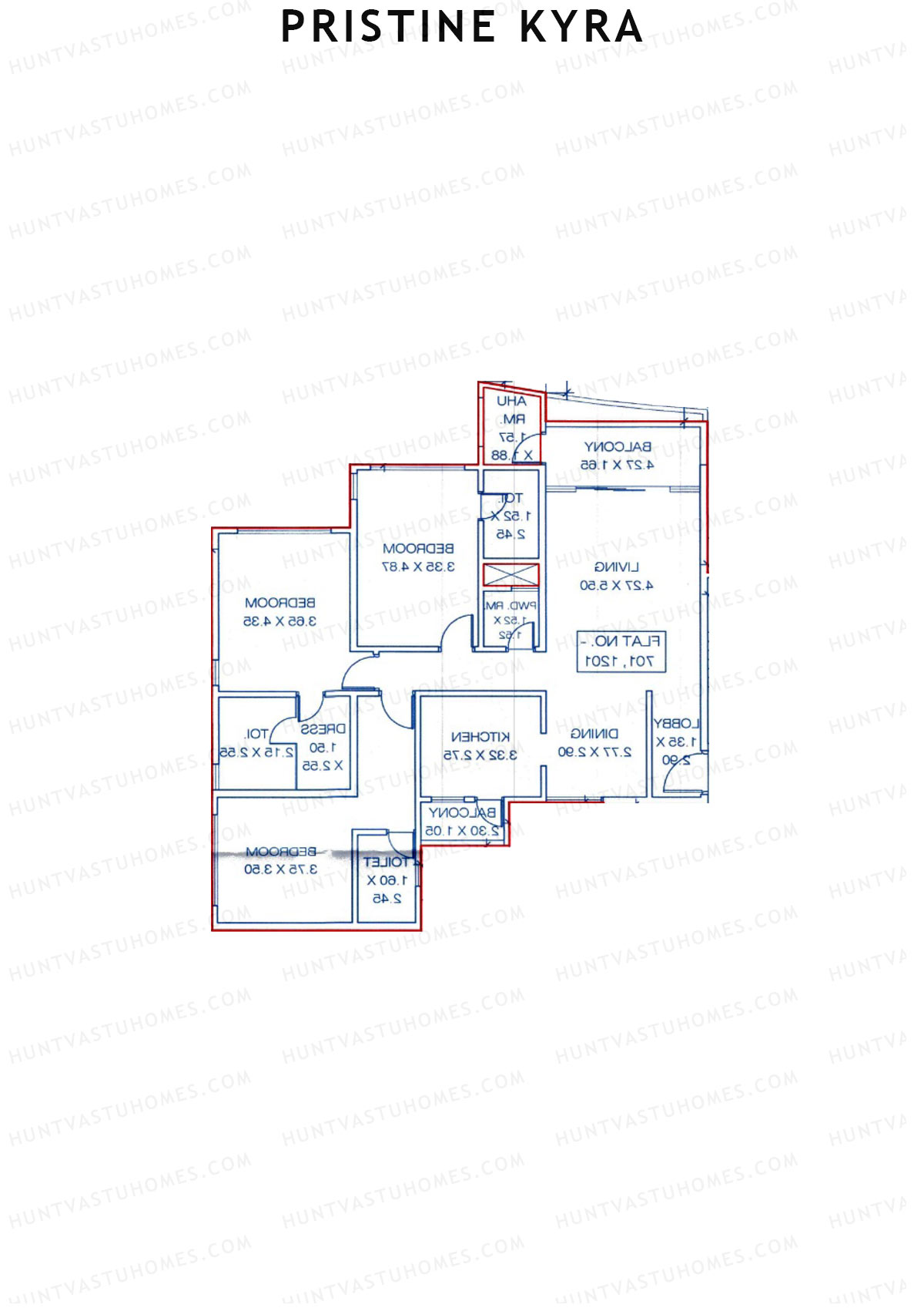 Pristine Kyra, Tower E, Unit 4, 3BHK, Carpet Area 1546   sq ft 