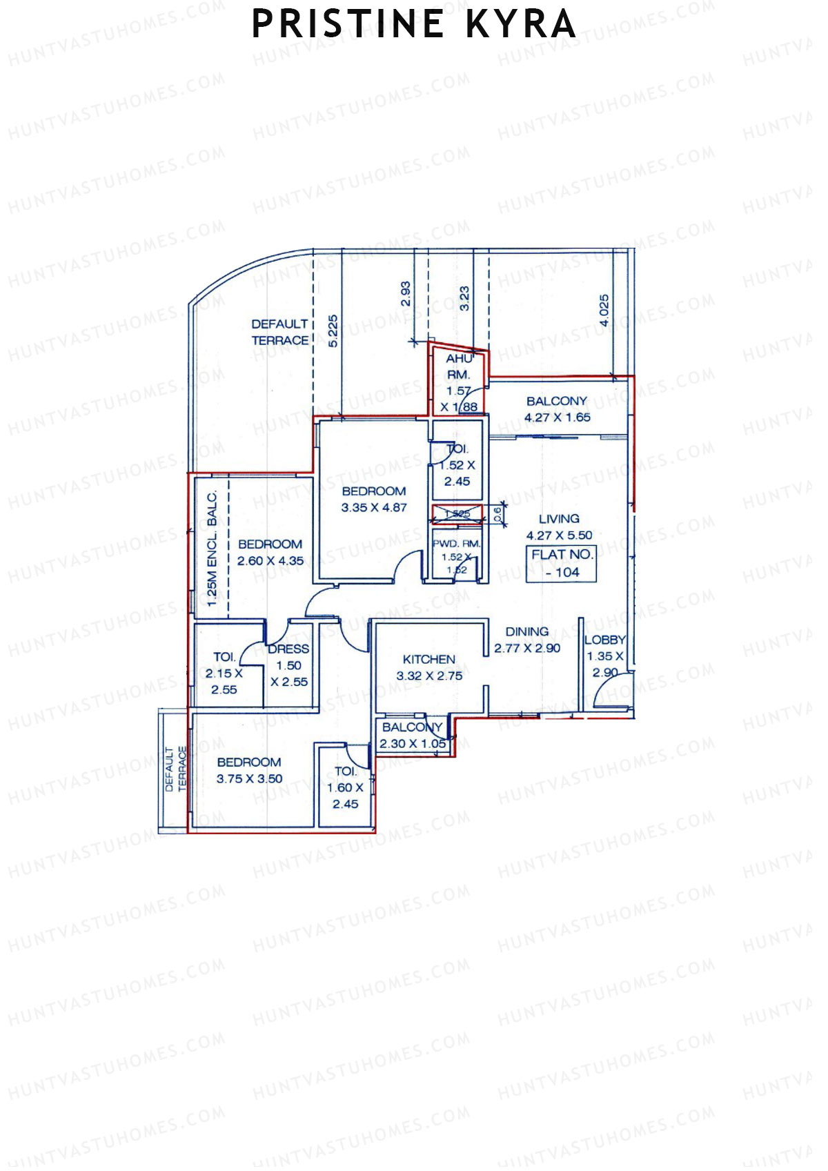 Pristine Kyra, Tower E, Unit 4, 3BHK, Carpet Area 2305   sq ft 