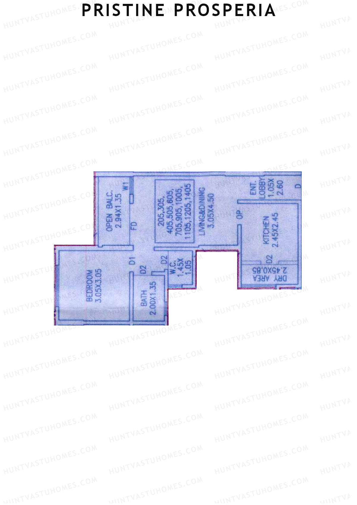 Pristine Prosperia, Tower C, Unit 11, 1BHK, Carpet Area 467   sq ft 