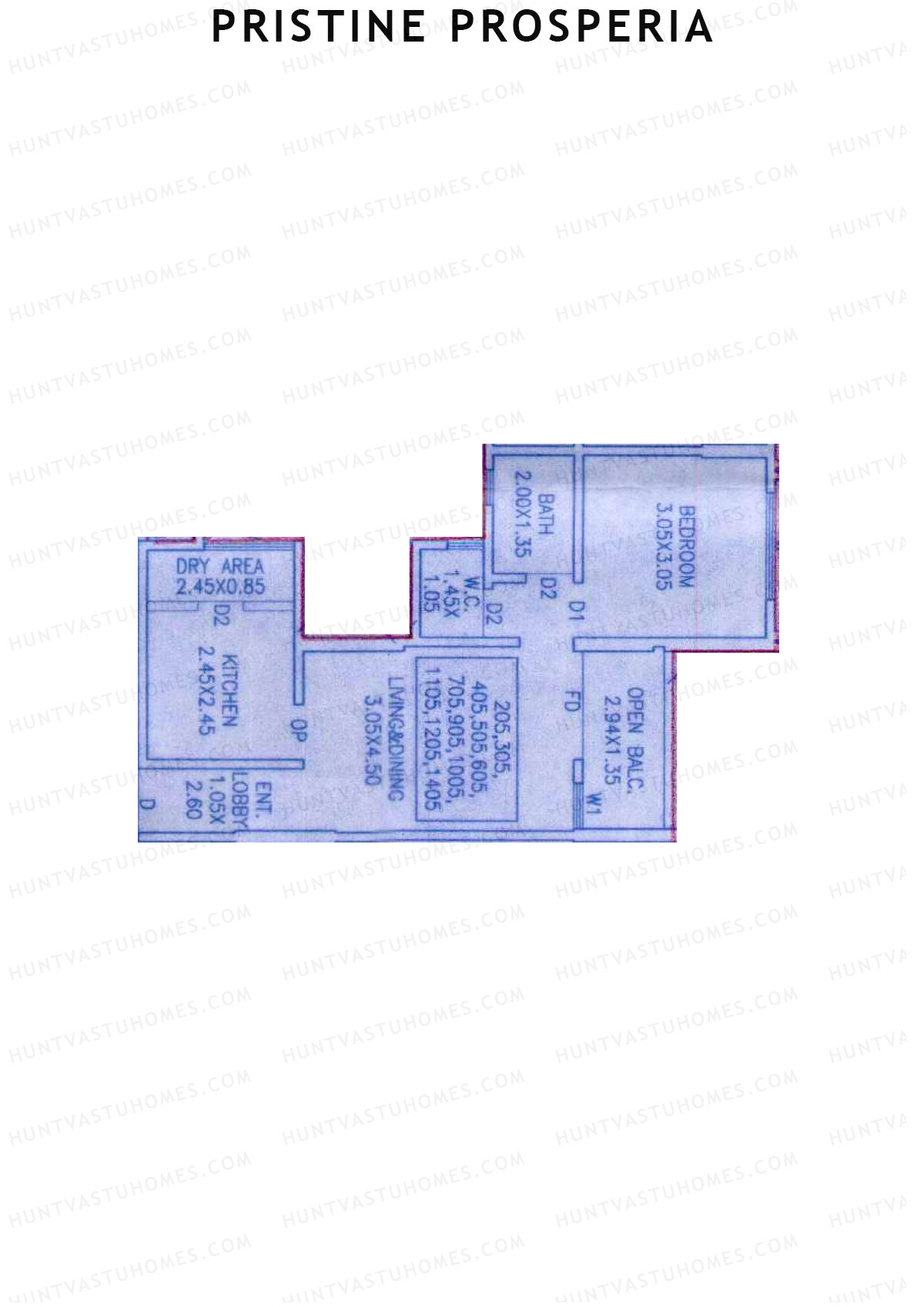 Pristine Prosperia, Tower C, Unit 3, 1BHK, Carpet Area 467   sq ft 