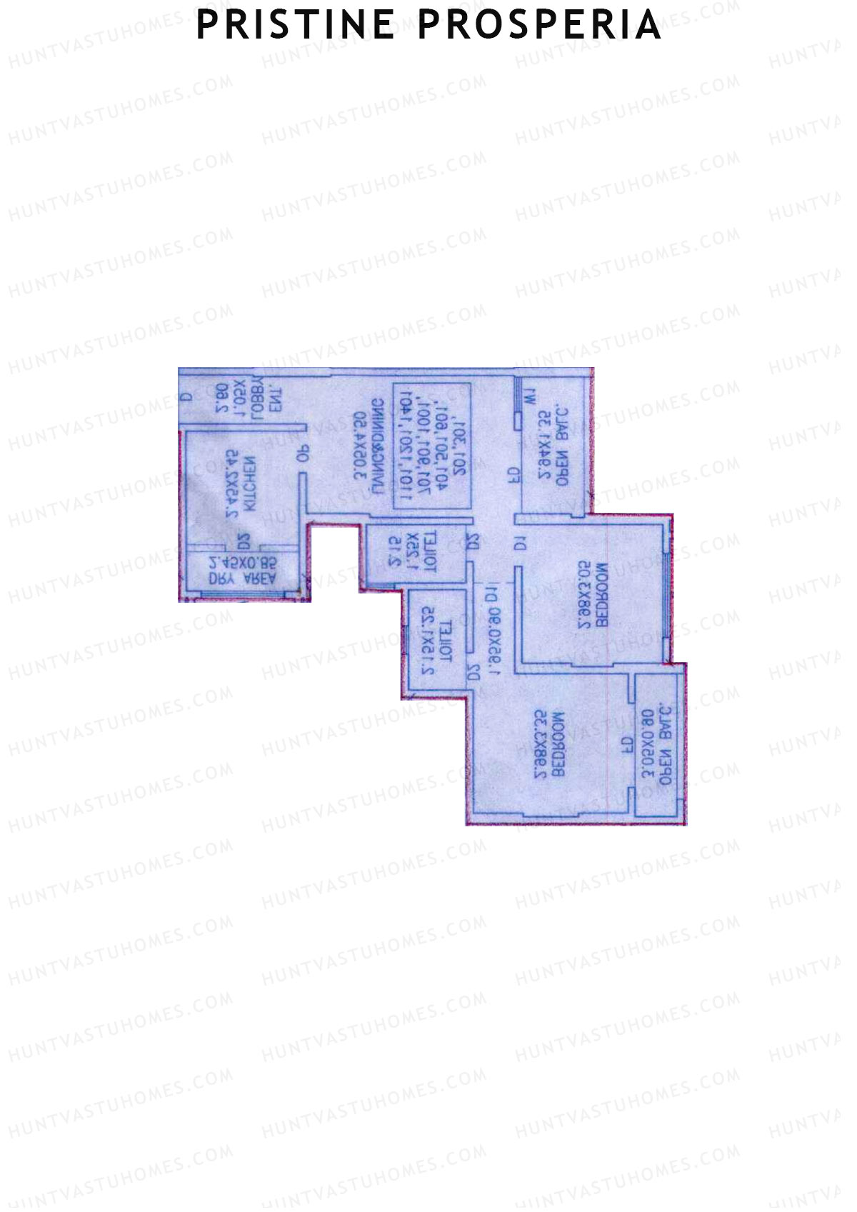 Pristine Prosperia, Tower C, Unit 6, 2BHK, Carpet Area 630   sq ft 