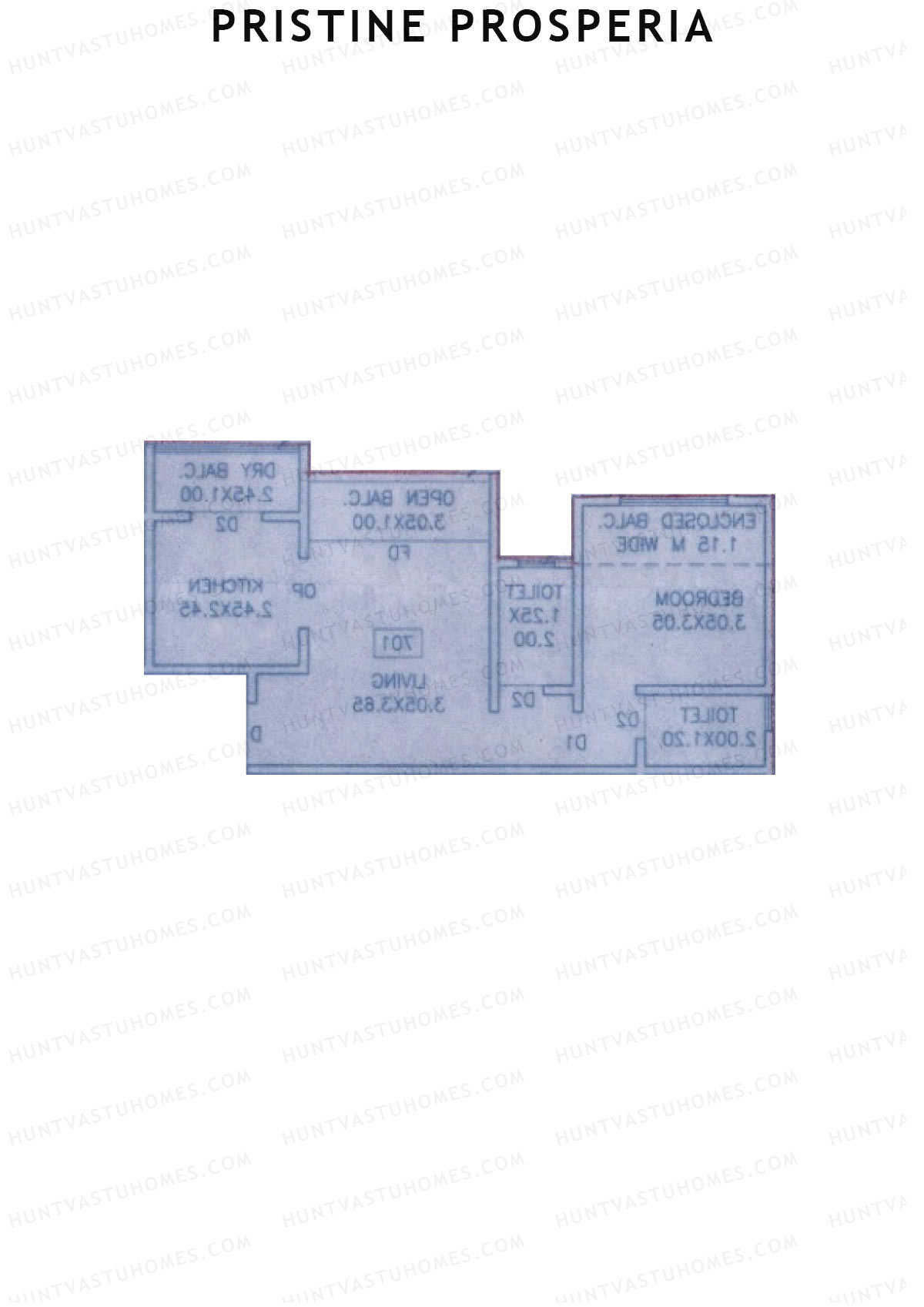 Pristine Prosperia, Tower D, Unit 5, 1BHK, Carpet Area 451   sq ft 