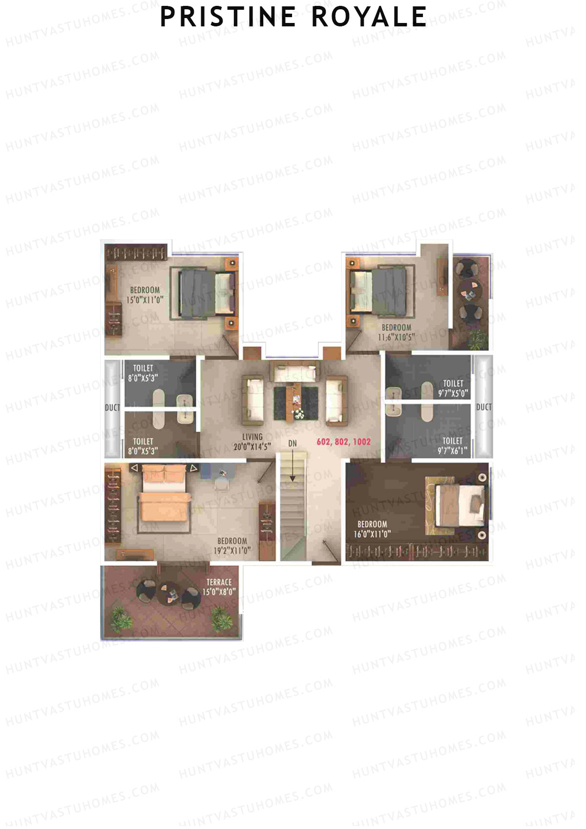 Pristine Royale, Wing C1, Unit 2 (Type DU), 6BHK, Carpet Area 2432   sq ft 