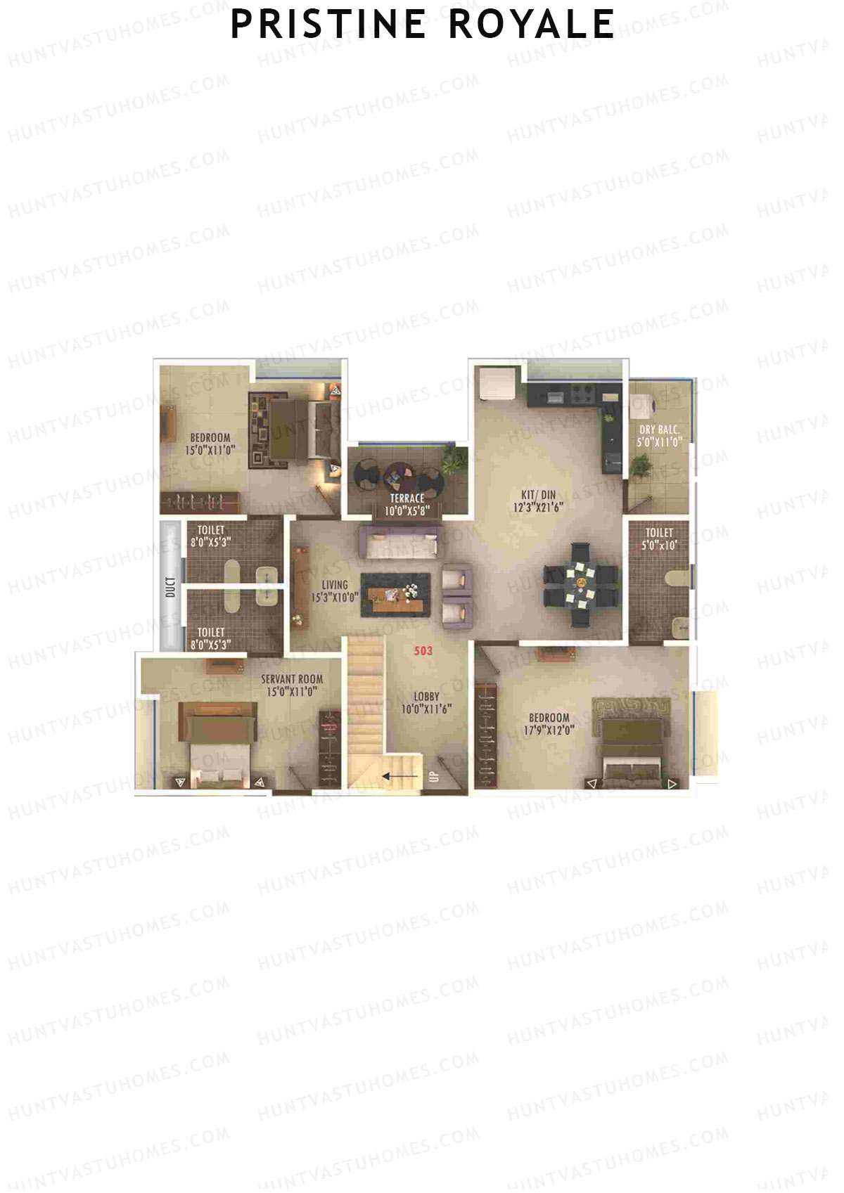 Pristine Royale, Wing C2, Unit 3 (Type DU), 6BHK, Carpet Area 2534   sq ft 