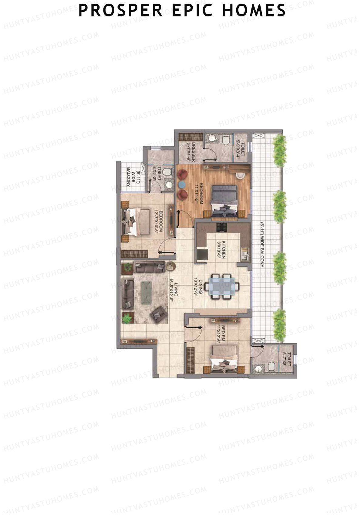 Prosper Epic Homes Tower 1 Unit 2 Floor Plan