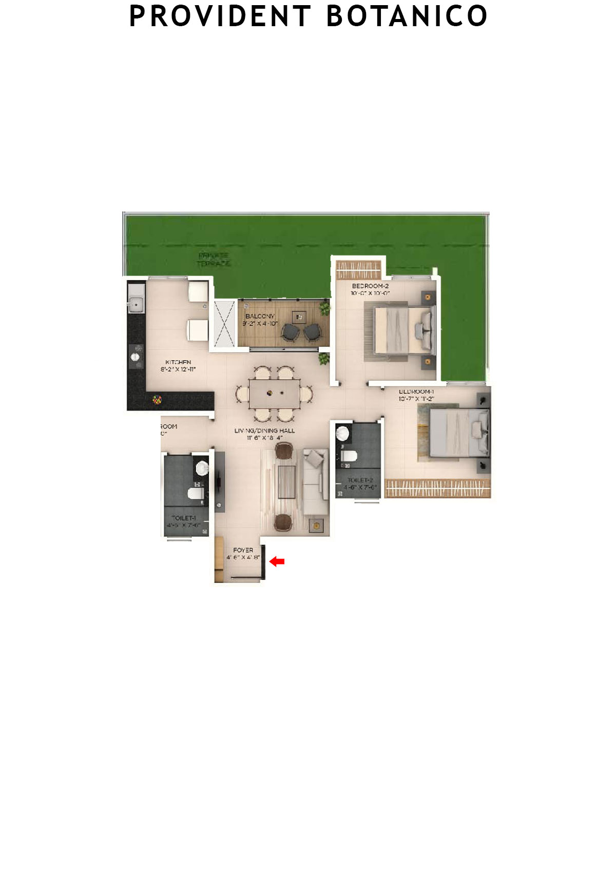 Provident Botanico Tower 2 Unit 2 Floor Plan
