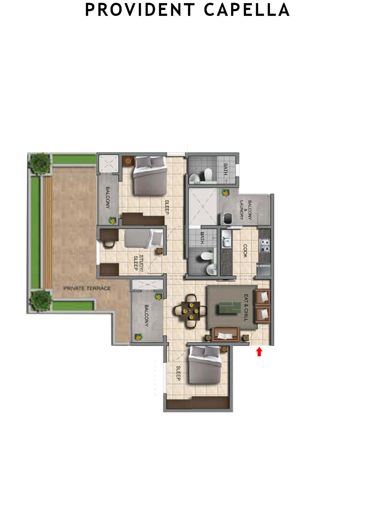 Provident Capella Tower T1 Unit 2 Floor Plan