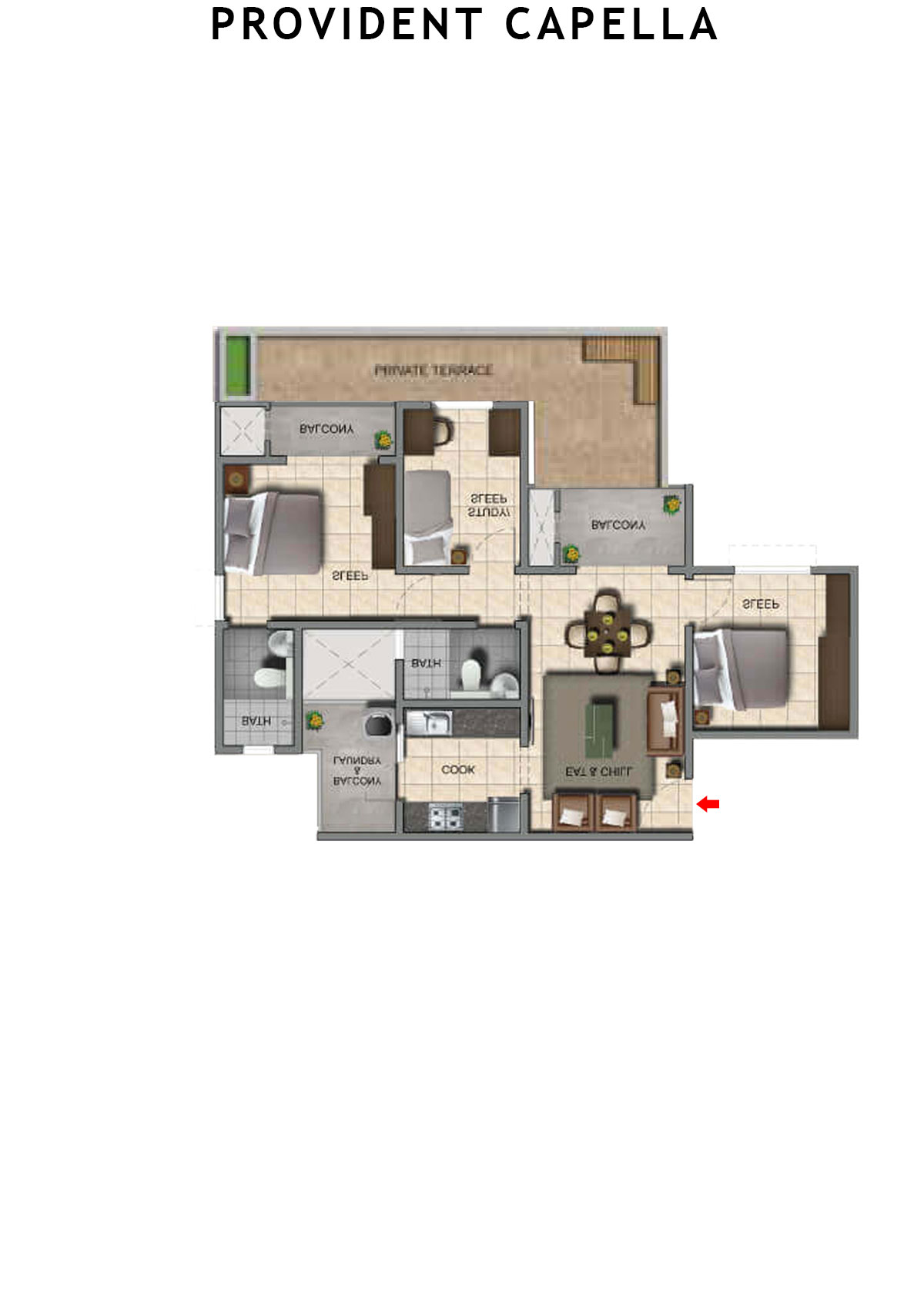 Provident Capella Tower T1 Unit 3 Floor Plan