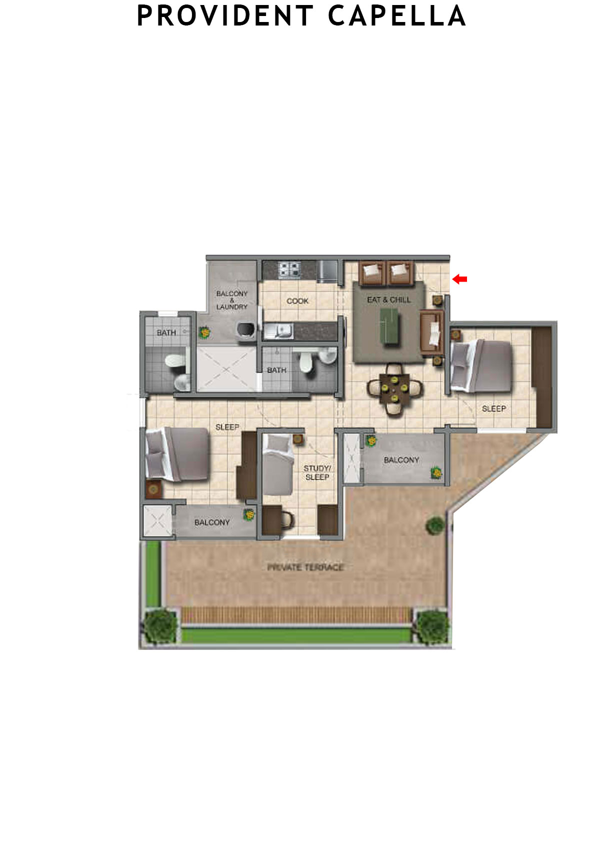 Provident Capella Tower T1 Unit 4 Floor Plan