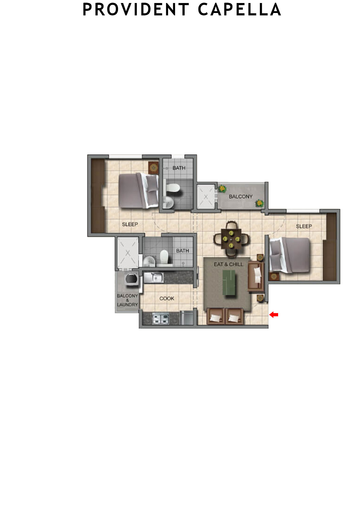Provident Capella Tower T2 Unit 3 Floor Plan