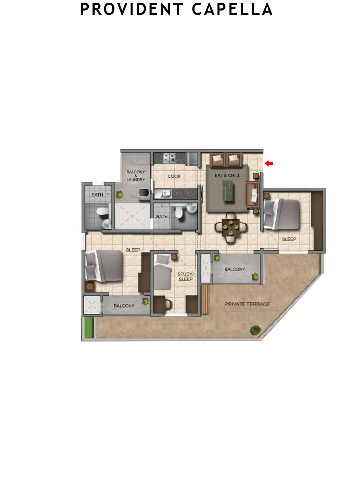 Provident Capella Tower T4 Unit 4 Floor Plan