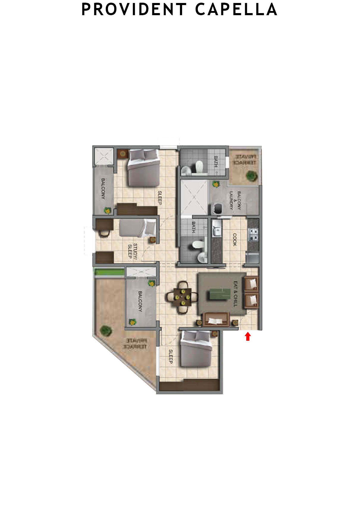 Provident Capella Tower T6 Unit 2 Floor Plan