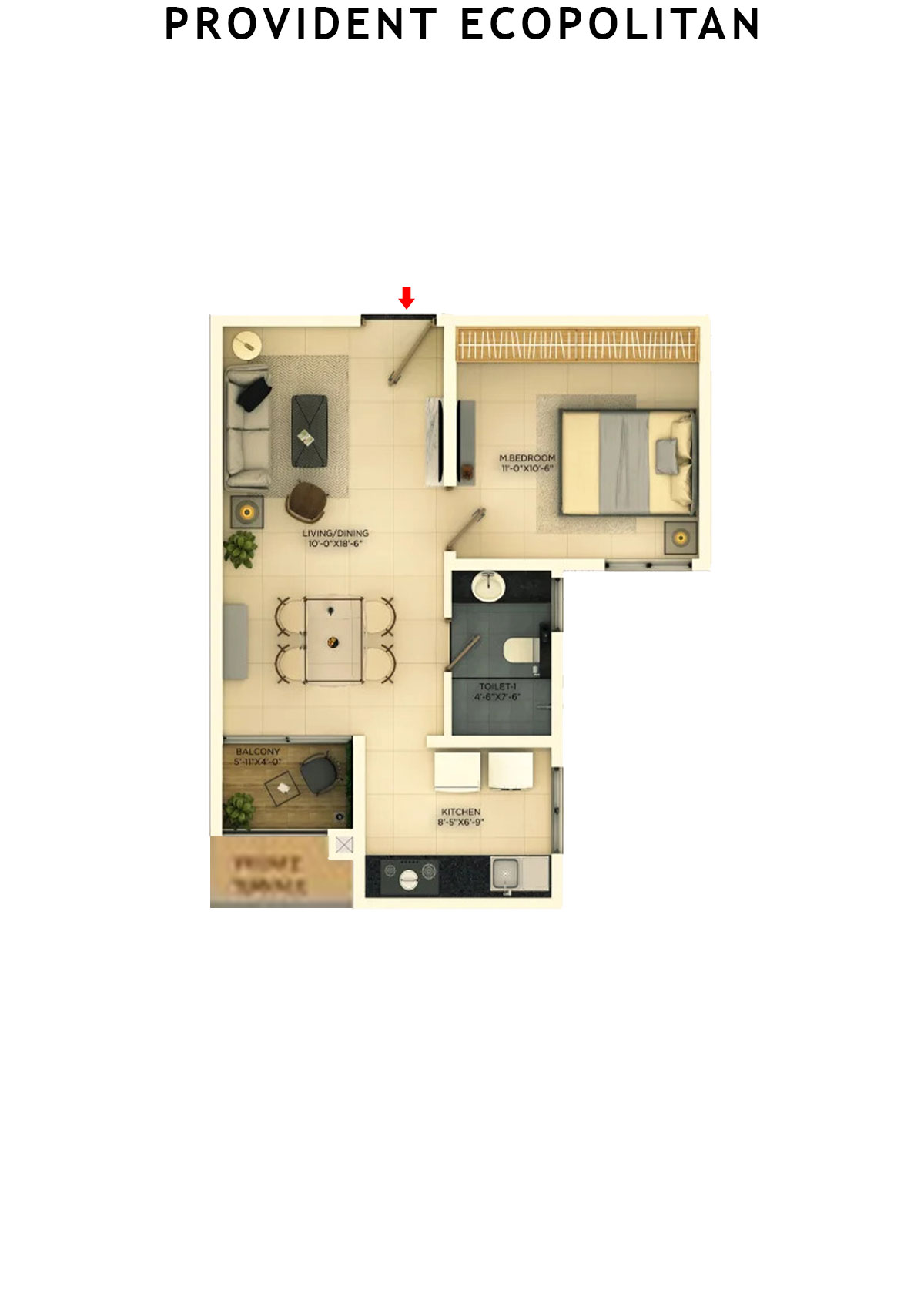 Provident Ecopolitan Block C Wing 1 Unit 4 Floor Plan