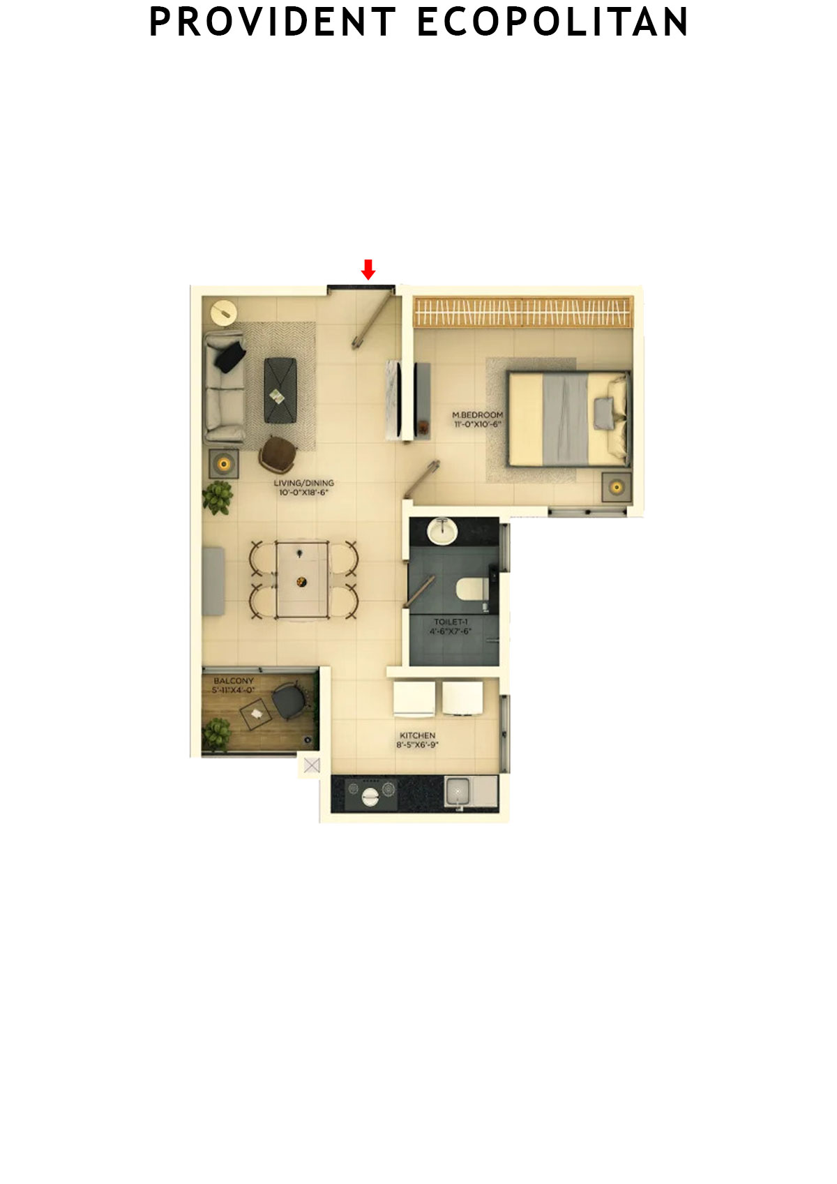 Provident Ecopolitan Block C Wing 1 Unit 4 Floor Plan
