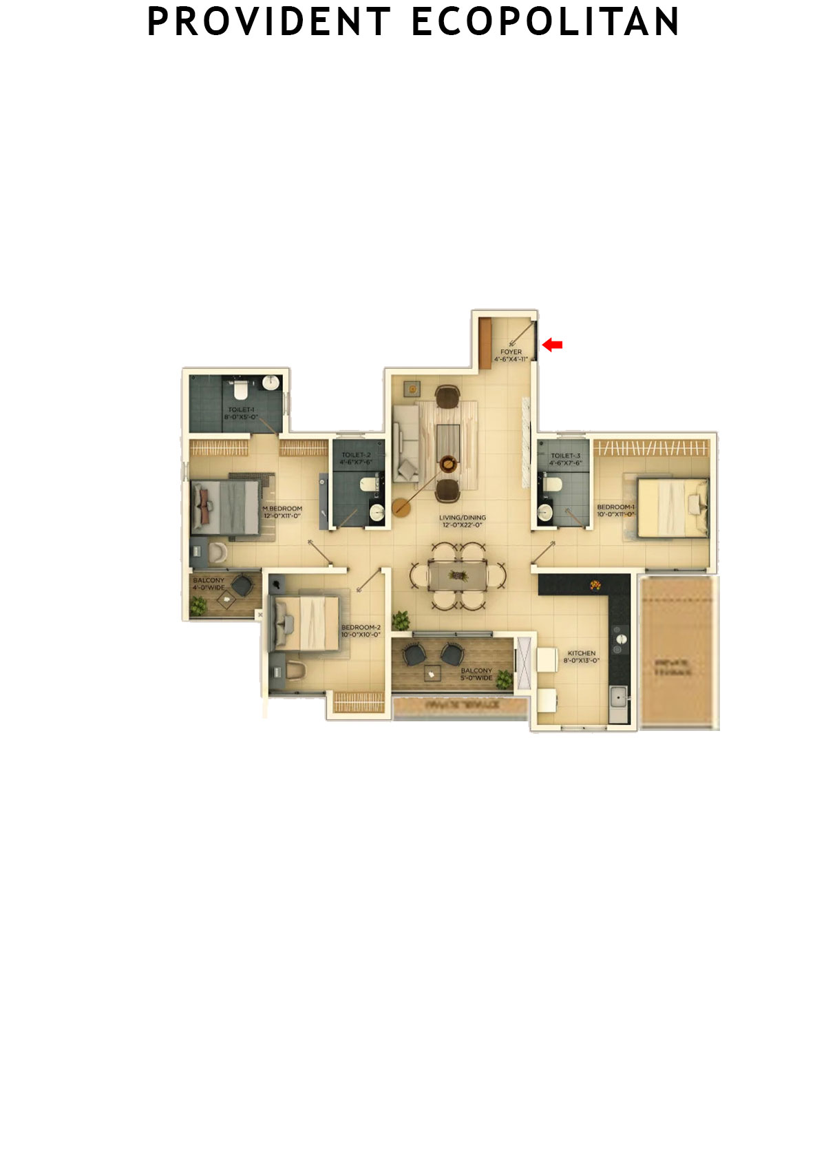 Provident Ecopolitan Block C Wing 1 Unit 6 Floor Plan