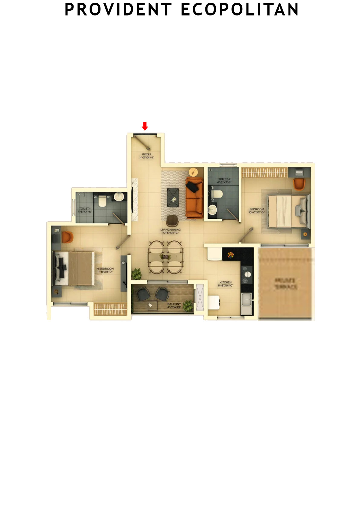 Provident Ecopolitan Block C Wing 2 Unit 7 Floor Plan