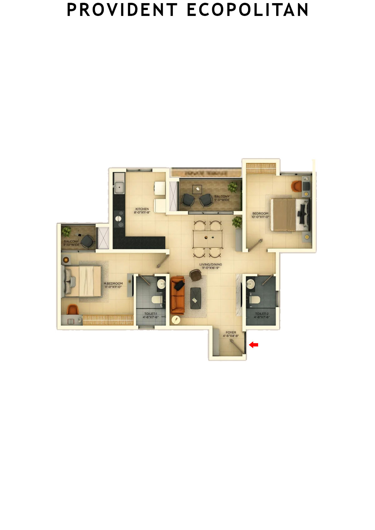 Provident Ecopolitan Block C Wing 3 Unit 3 Floor Plan