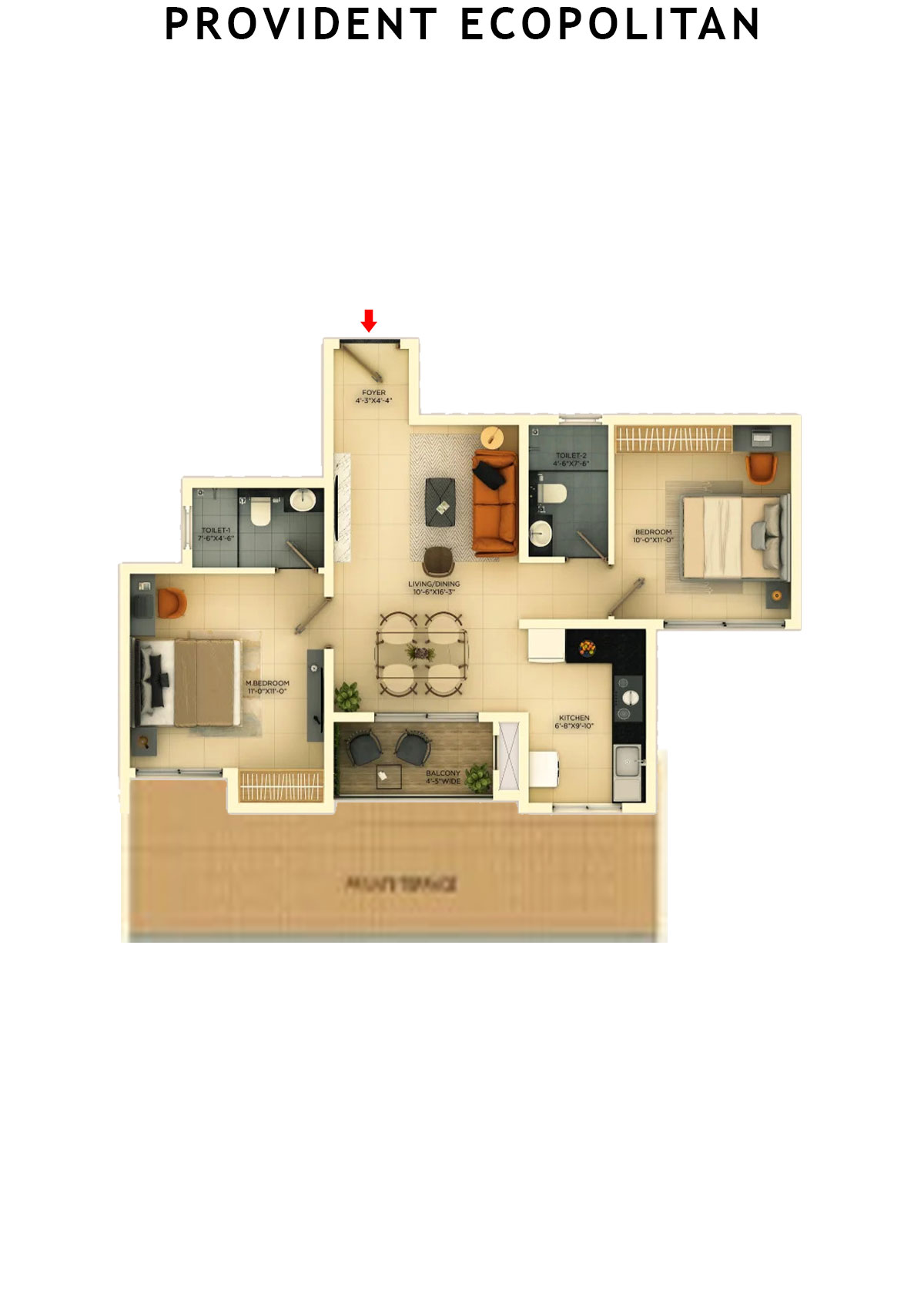 Provident Ecopolitan Block C Wing 3 Unit 7 Floor Plan