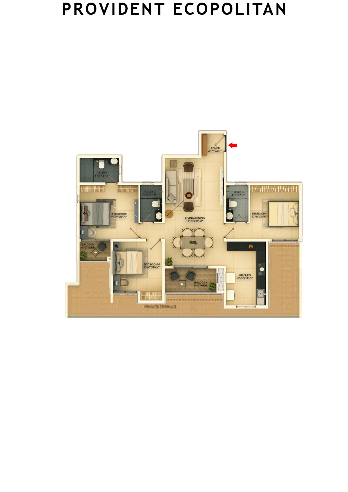 Provident Ecopolitan Block C Wing 3 Unit 8 Floor Plan