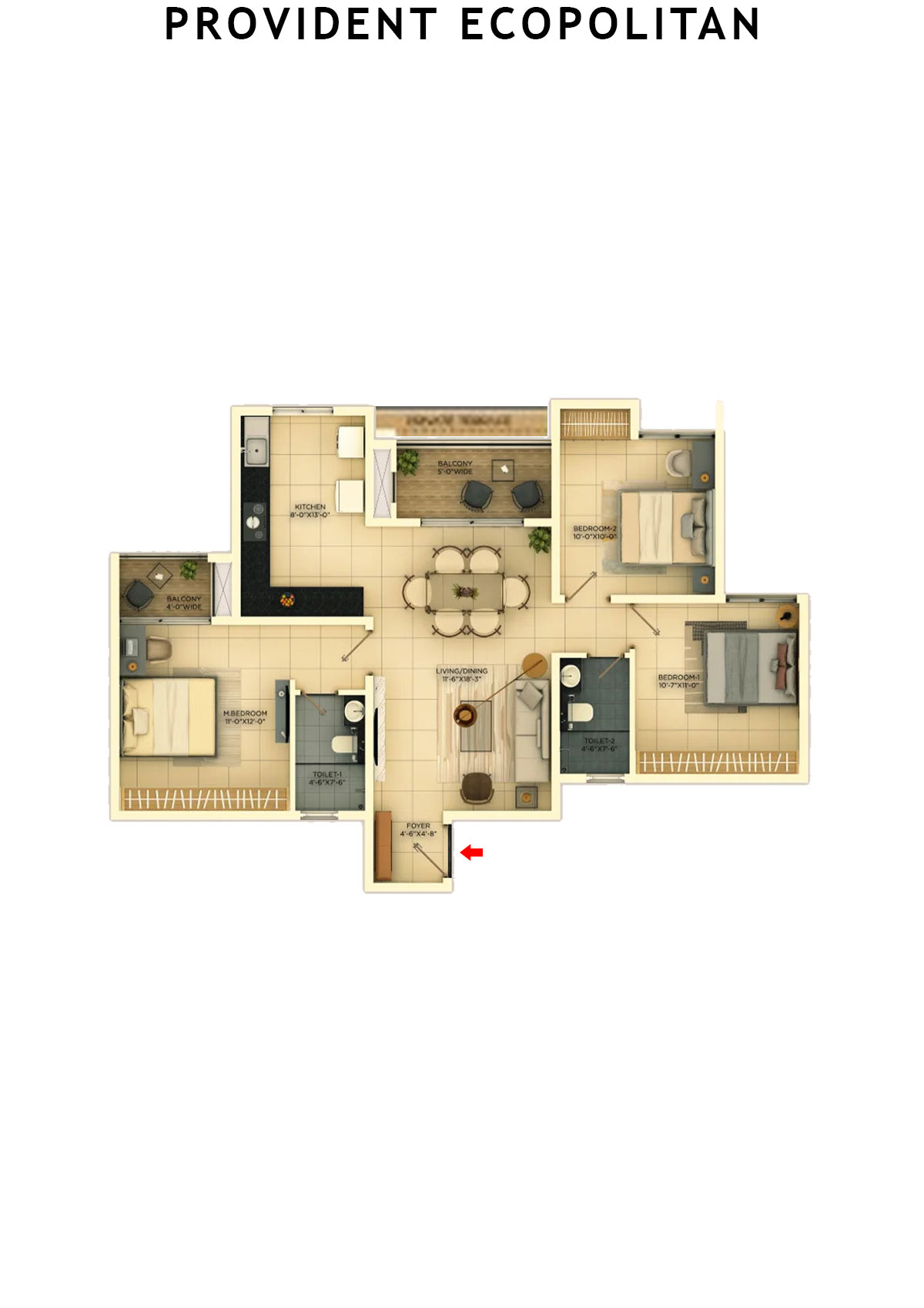 Provident Ecopolitan Block C Wing 4 Unit 4 Floor Plan
