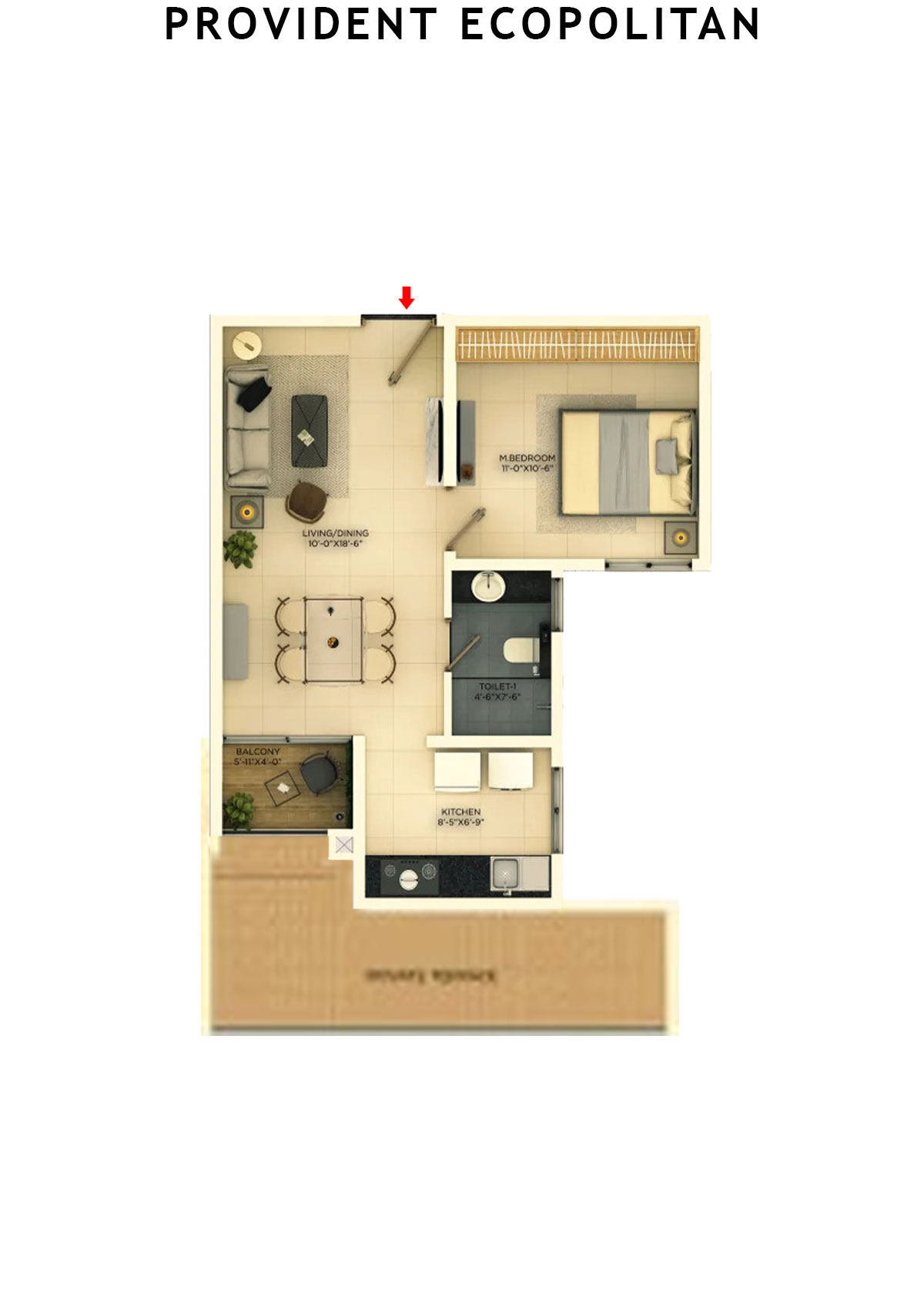 Provident Ecopolitan Block C Wing 4 Unit 5 Floor Plan