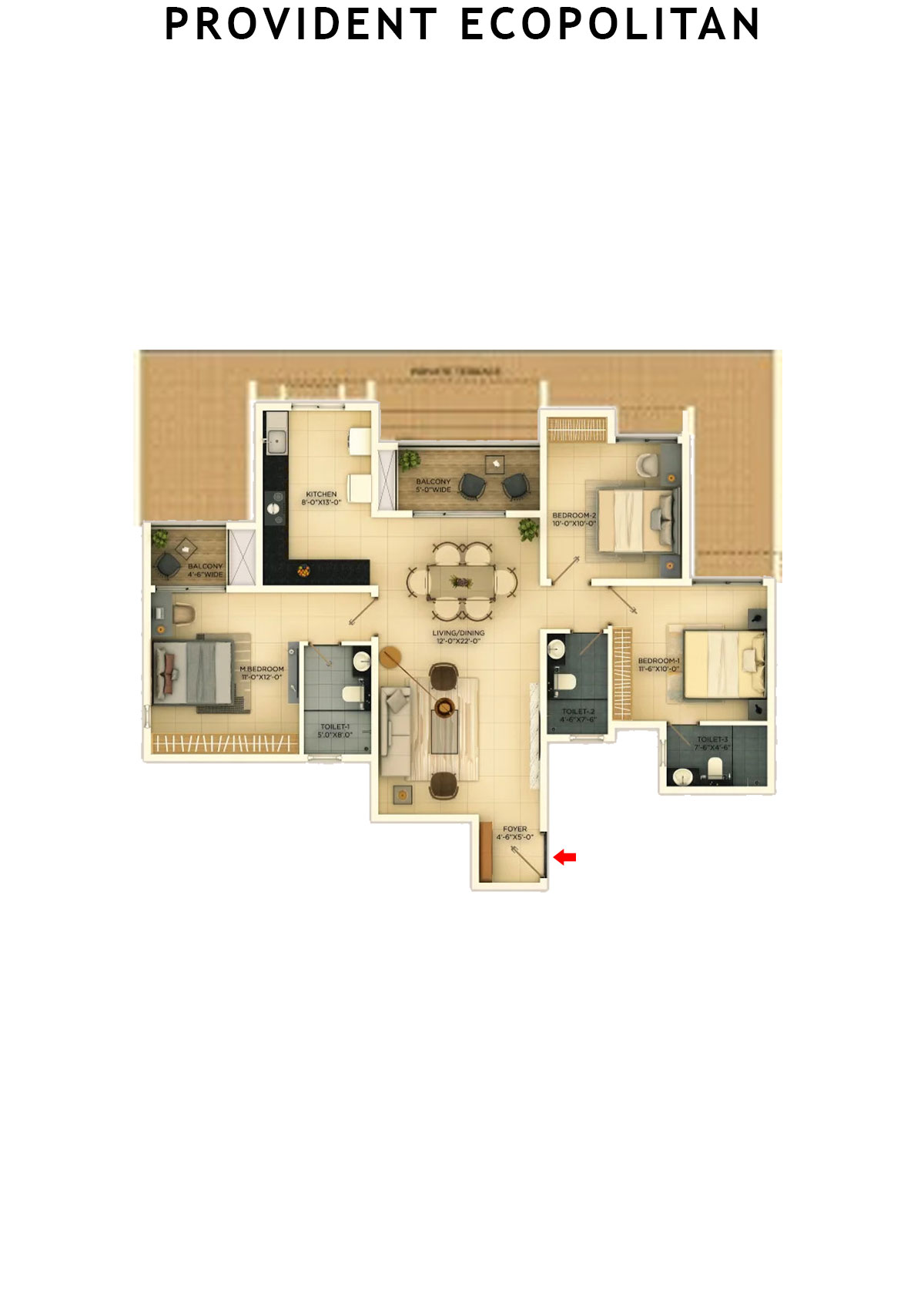 Provident Ecopolitan Block C Wing 5 Unit 1 Floor Plan