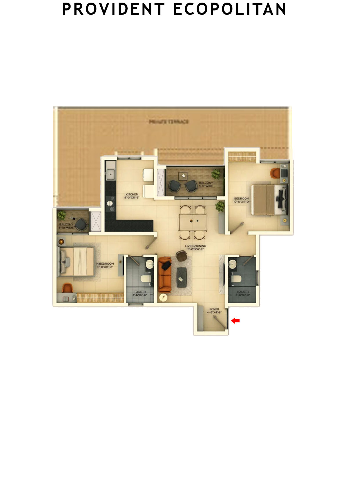 Provident Ecopolitan Block C Wing 5 Unit 3 Floor Plan