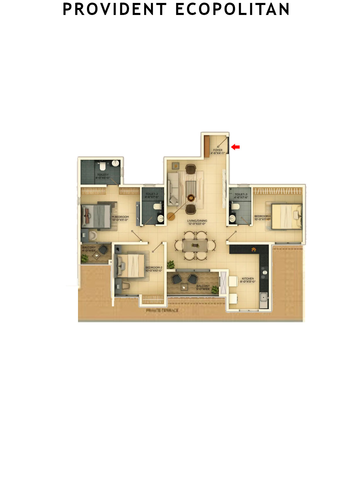 Provident Ecopolitan Block C Wing 5 Unit 8 Floor Plan