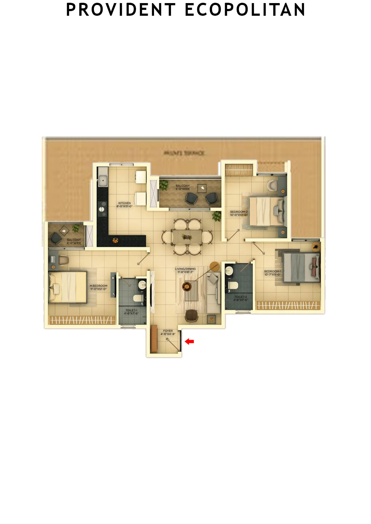 Provident Ecopolitan Block C Wing 6 Unit 4 Floor Plan