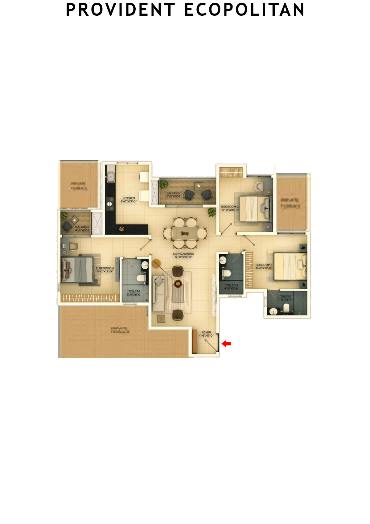 Provident Ecopolitan Block C Wing 7 Unit 1 Floor Plan