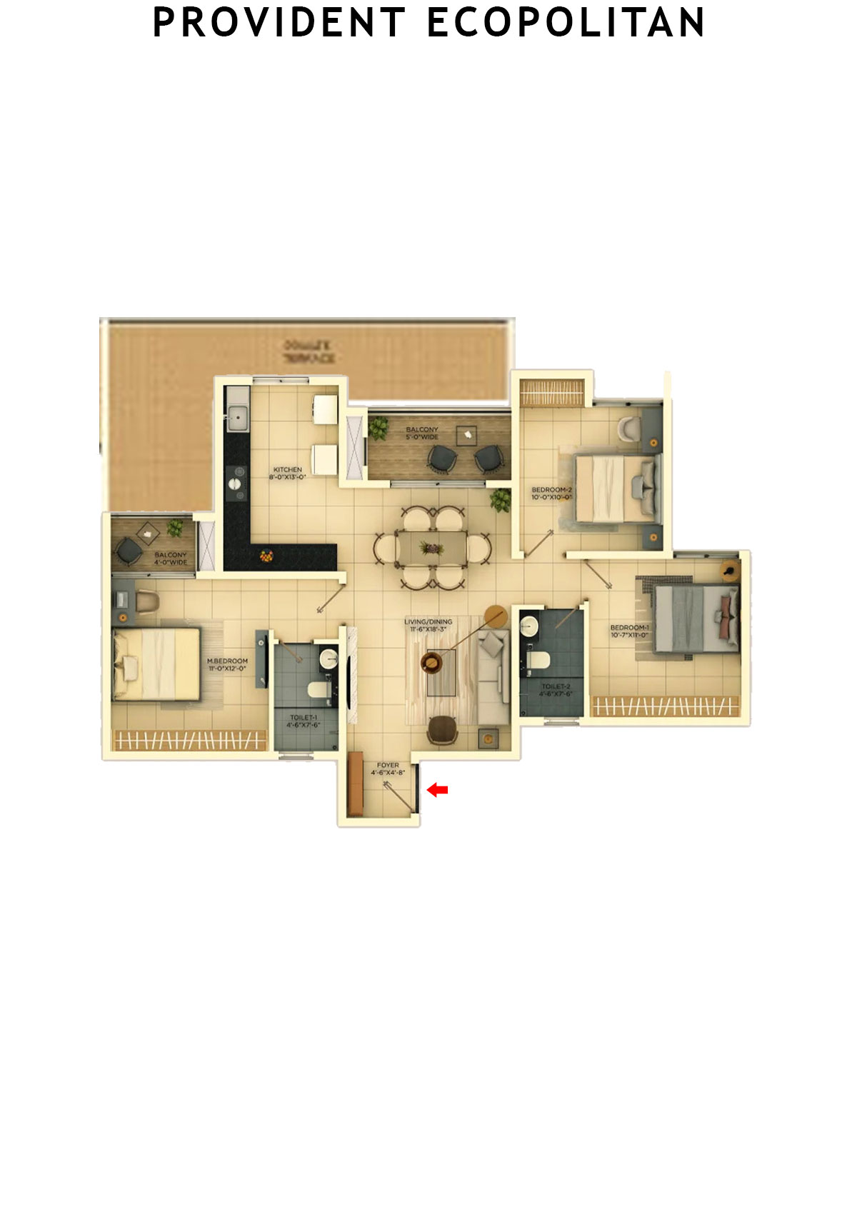 Provident Ecopolitan Block C Wing 7 Unit 5 Floor Plan