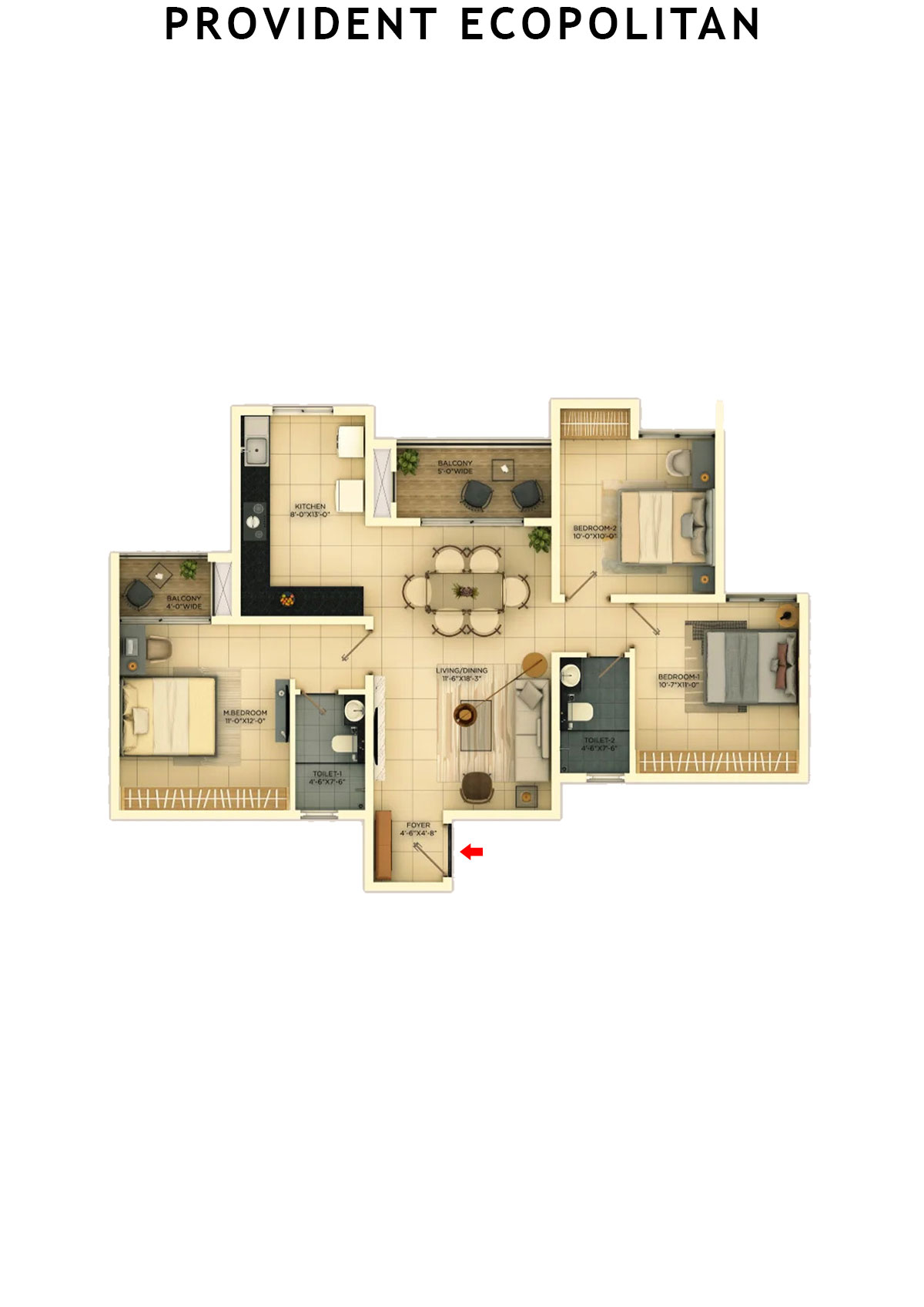 Provident Ecopolitan Block C Wing 7 Unit 5 Floor Plan
