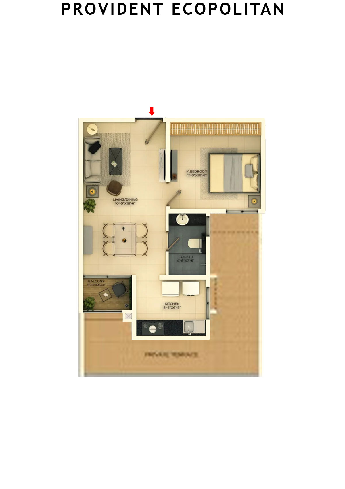 Provident Ecopolitan Block C Wing 7 Unit 6 Floor Plan