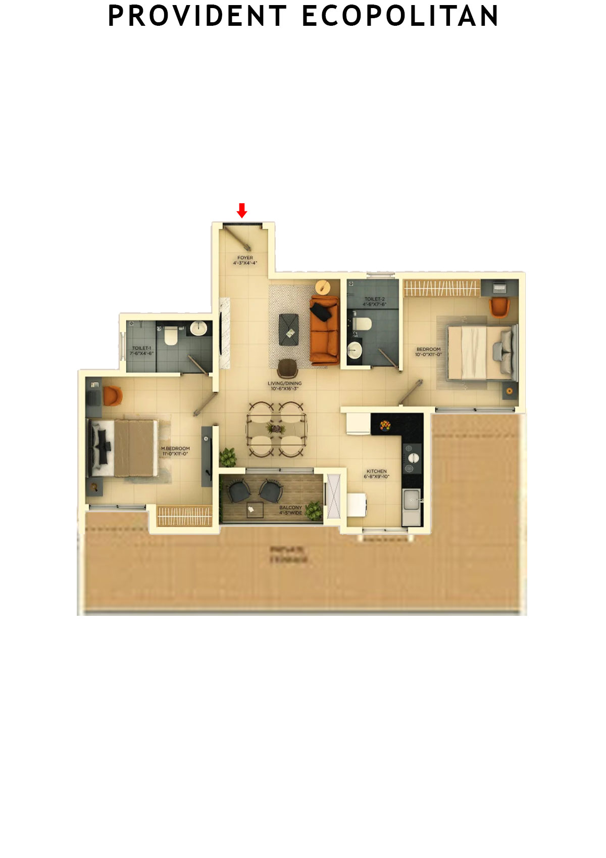 Provident Ecopolitan Block C Wing 7 Unit 8 Floor Plan